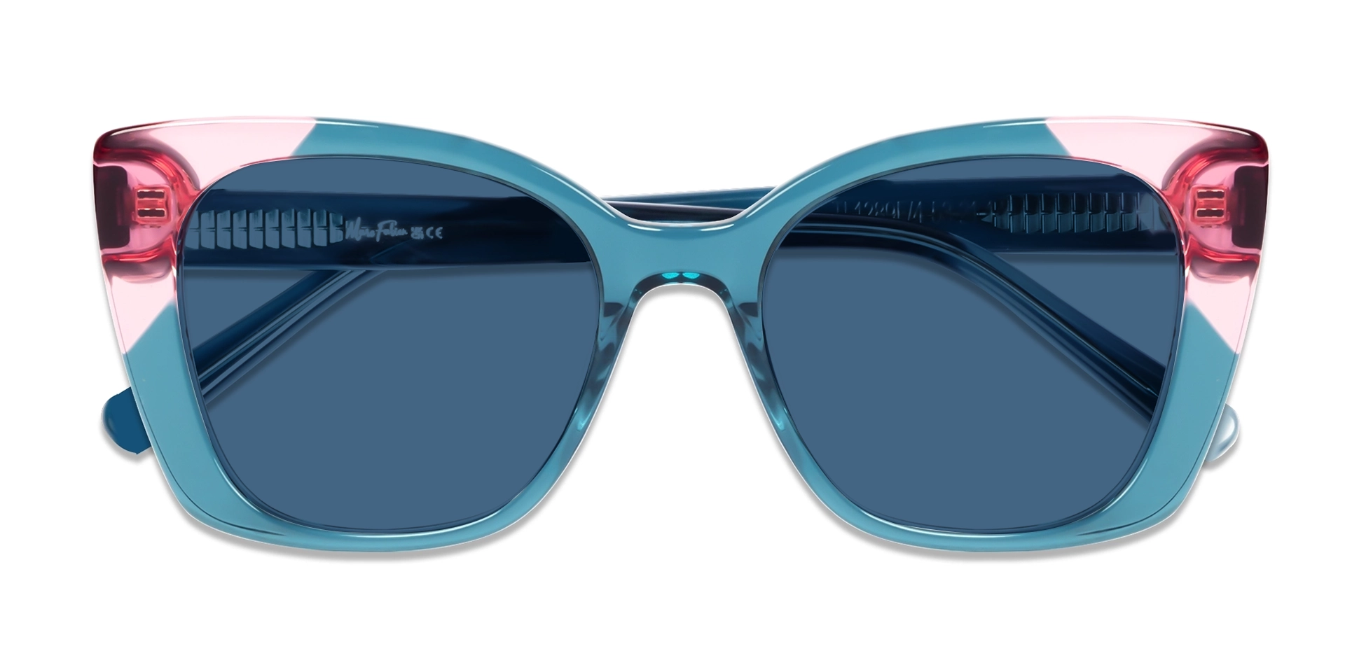 Crystal Teal Butterfly Frame With Dark Blue Sunglasses
