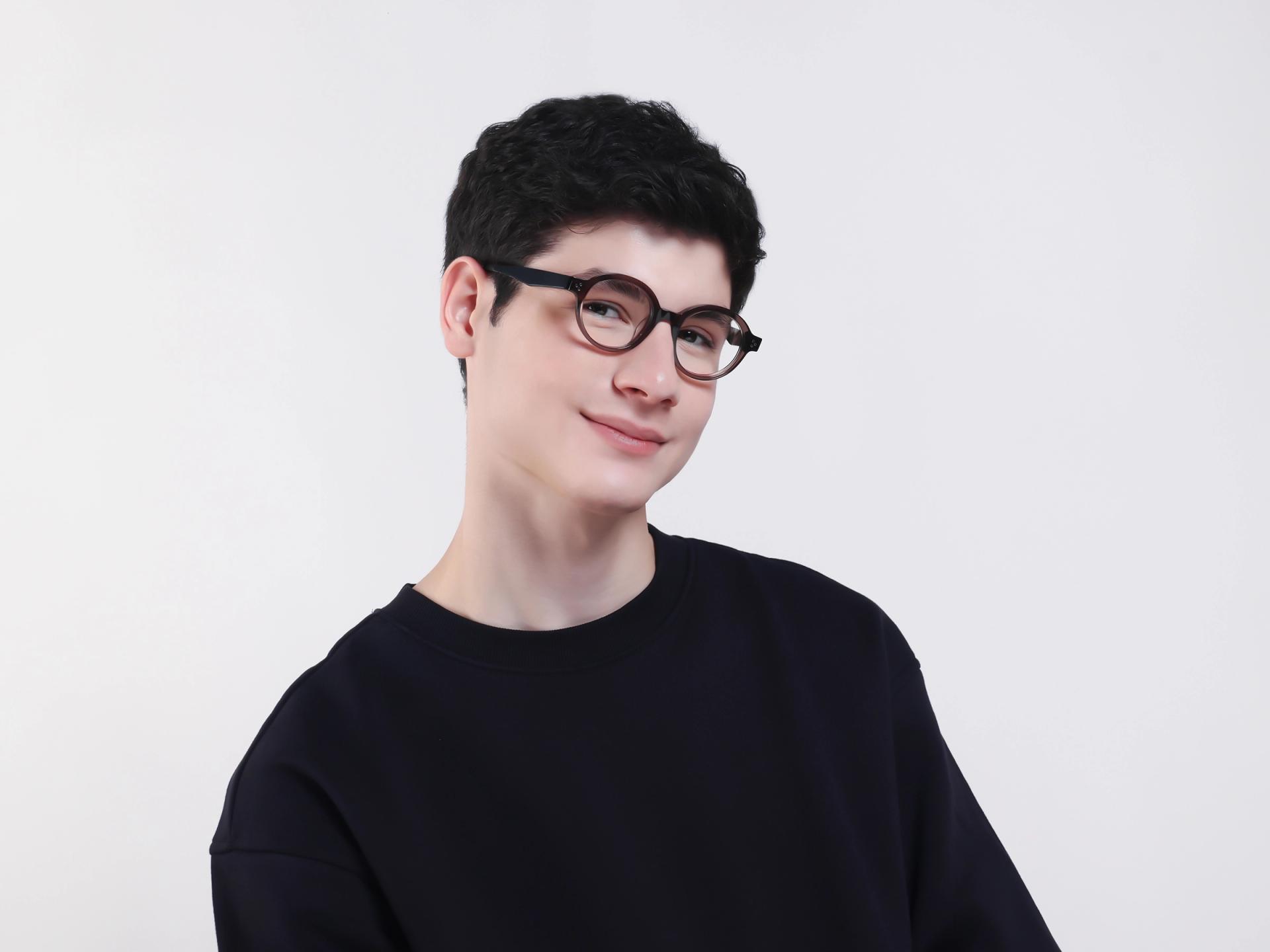 Crystal Sand Round Fullrim Acetate Glasses-1