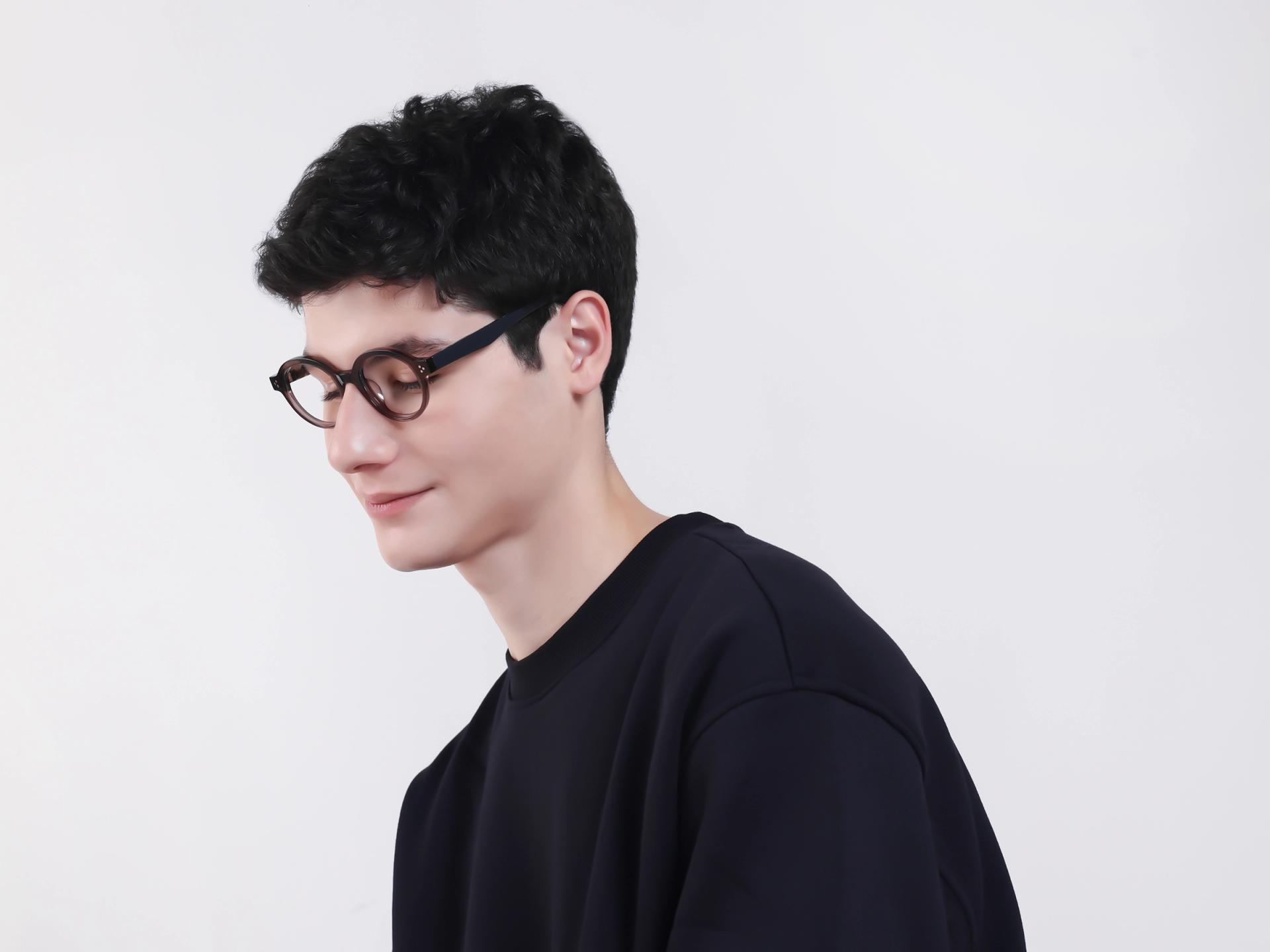 Crystal Sand Round Fullrim Acetate Glasses-1