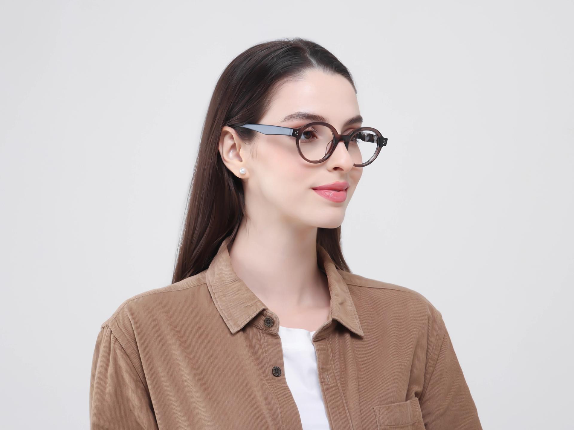 Crystal Sand Round Fullrim Acetate Glasses-1