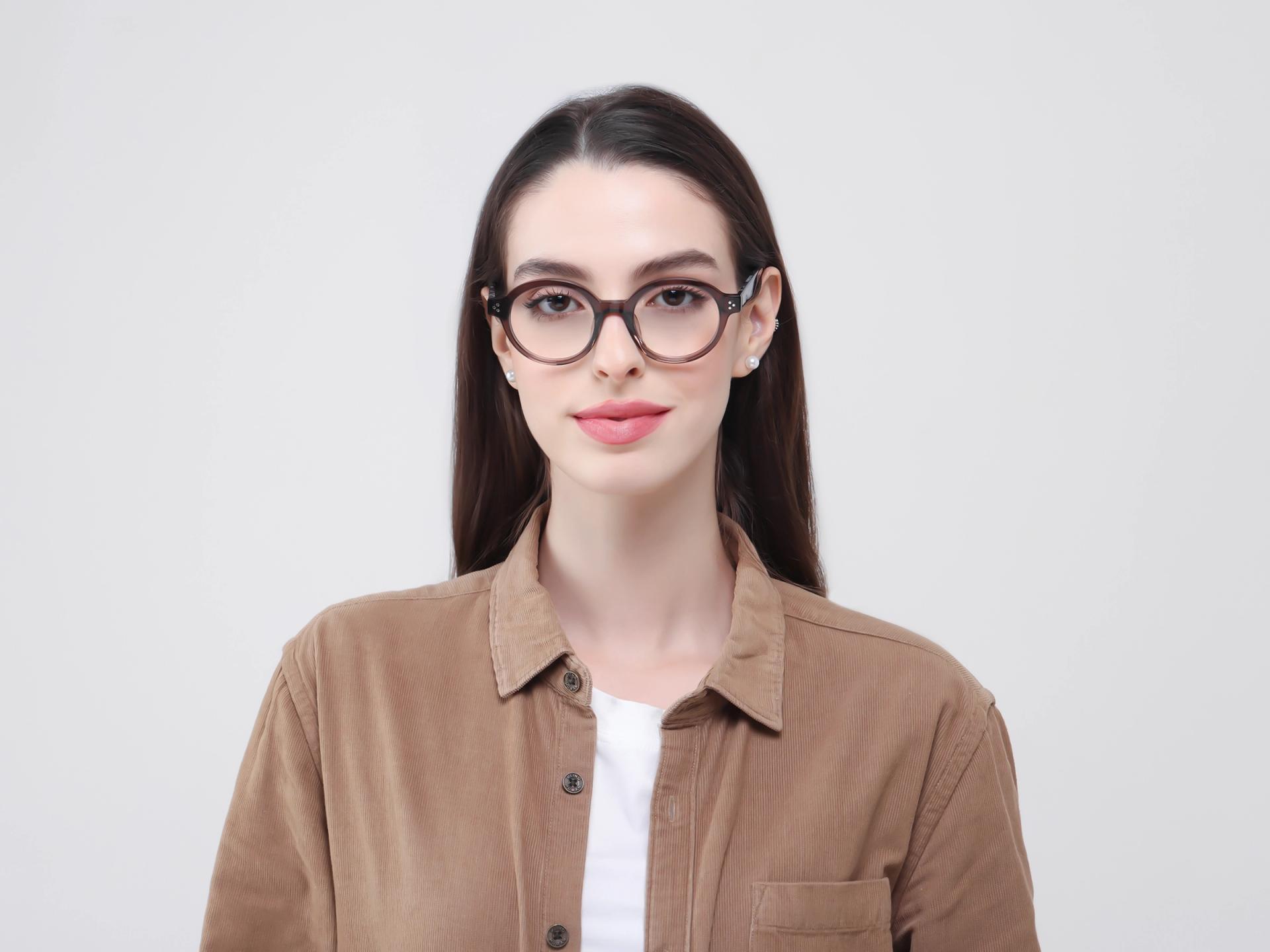 Crystal Sand Round Fullrim Acetate Glasses-1