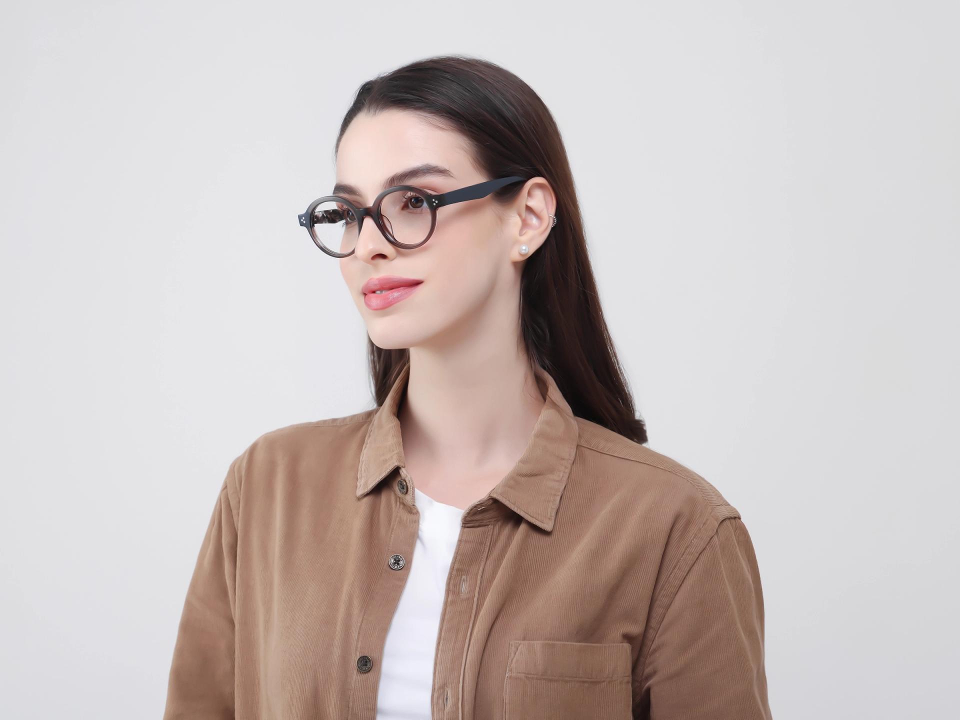 Crystal Sand Round Fullrim Acetate Glasses-1