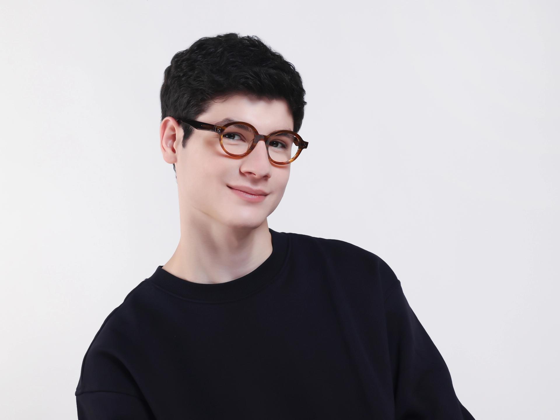 Crystal Chicory Round Fullrim Acetate Glasses-1
