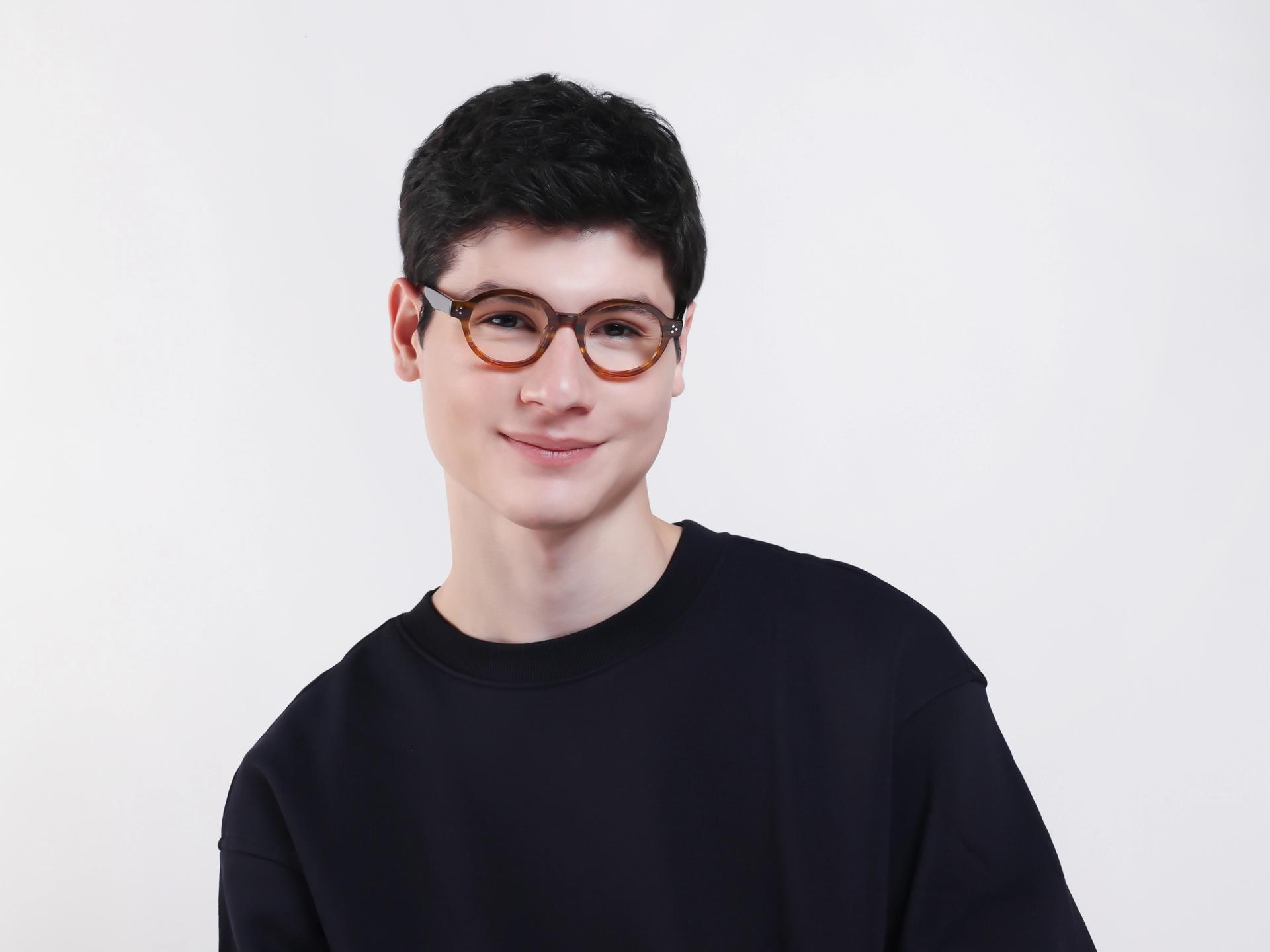 Crystal Chicory Round Fullrim Acetate Glasses-1