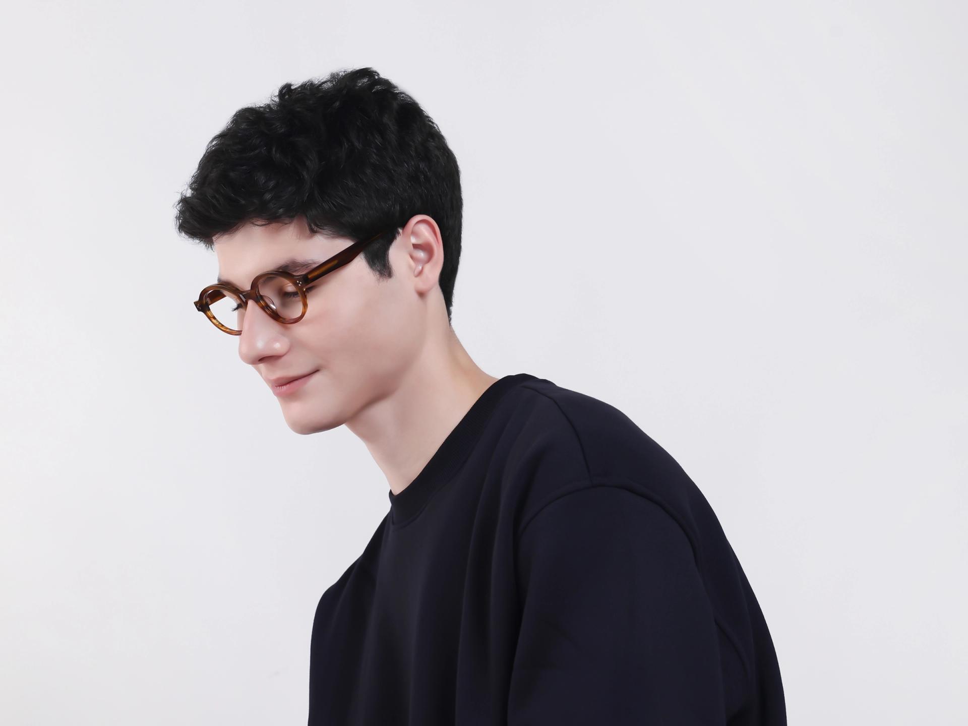 Crystal Chicory Round Fullrim Acetate Glasses-1