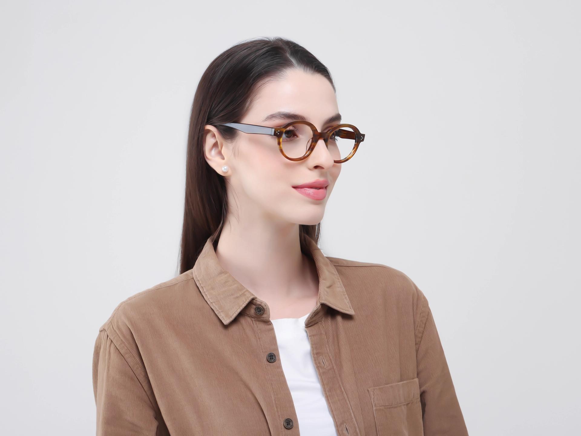 Crystal Chicory Round Fullrim Acetate Glasses-1