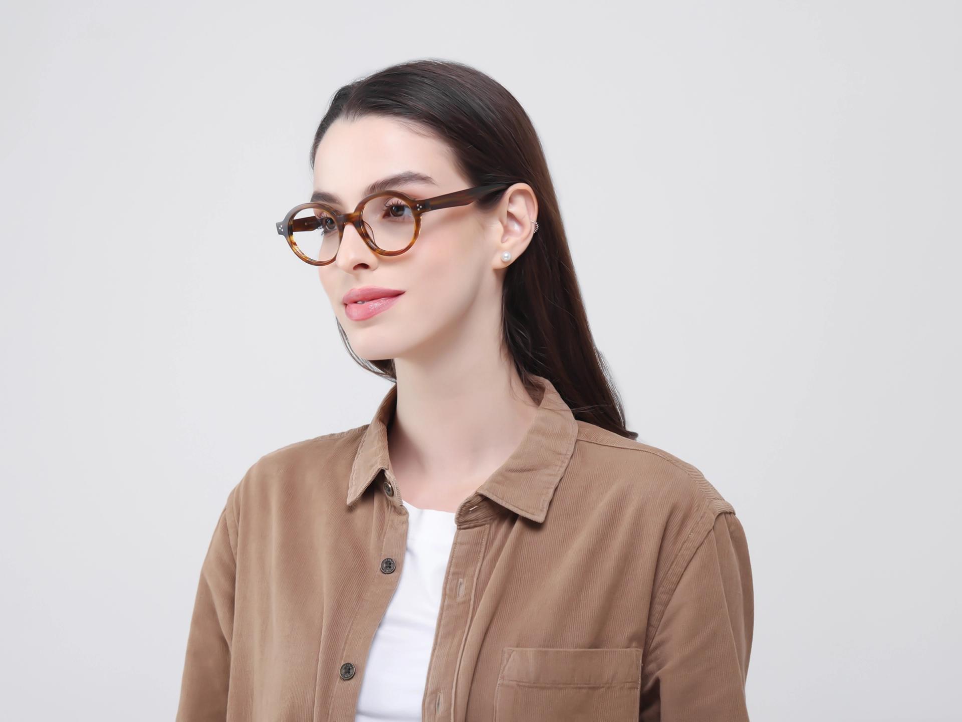 Crystal Chicory Round Fullrim Acetate Glasses-1