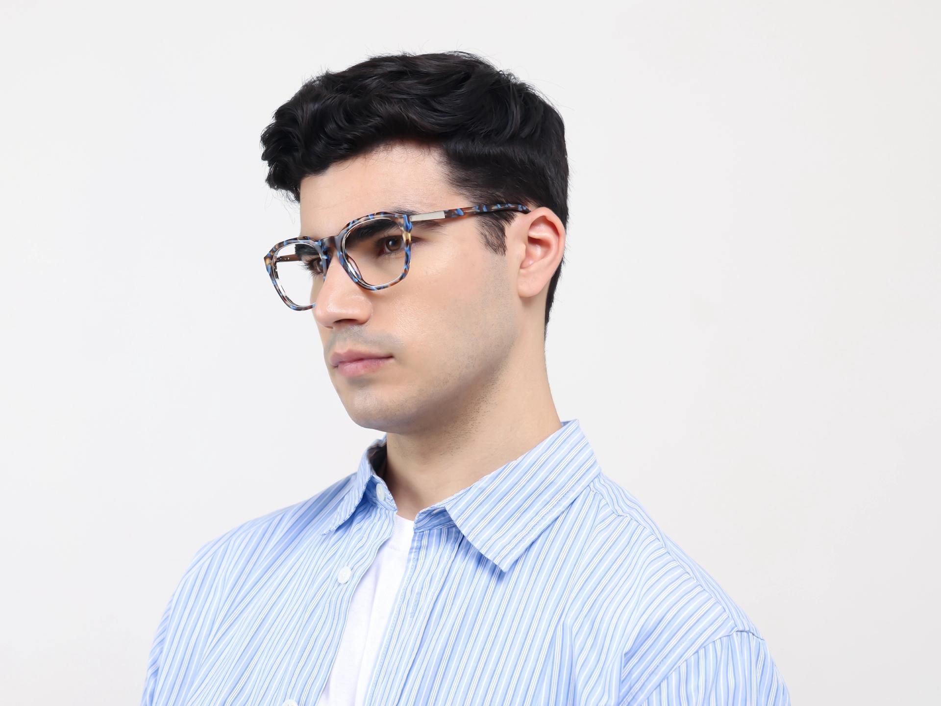 Blue Terrazo Square Fullrim Glasses-3