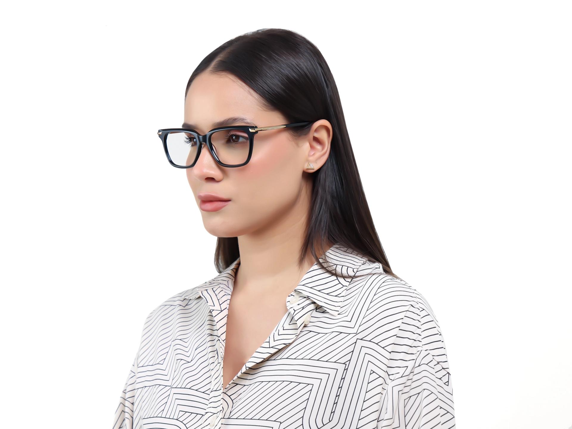 Black Square Spring Hinges Full-Rim Glasses-1