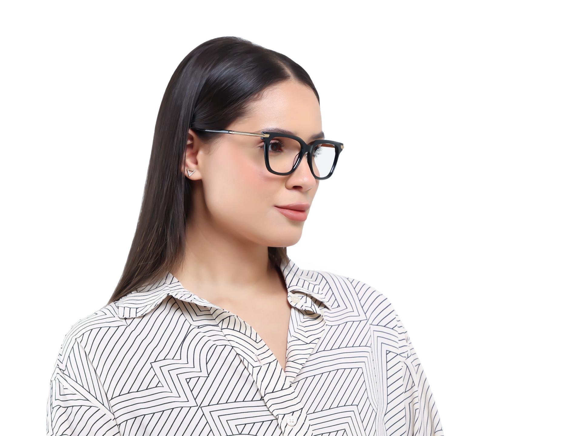 Black Square Spring Hinges Full-Rim Glasses-1