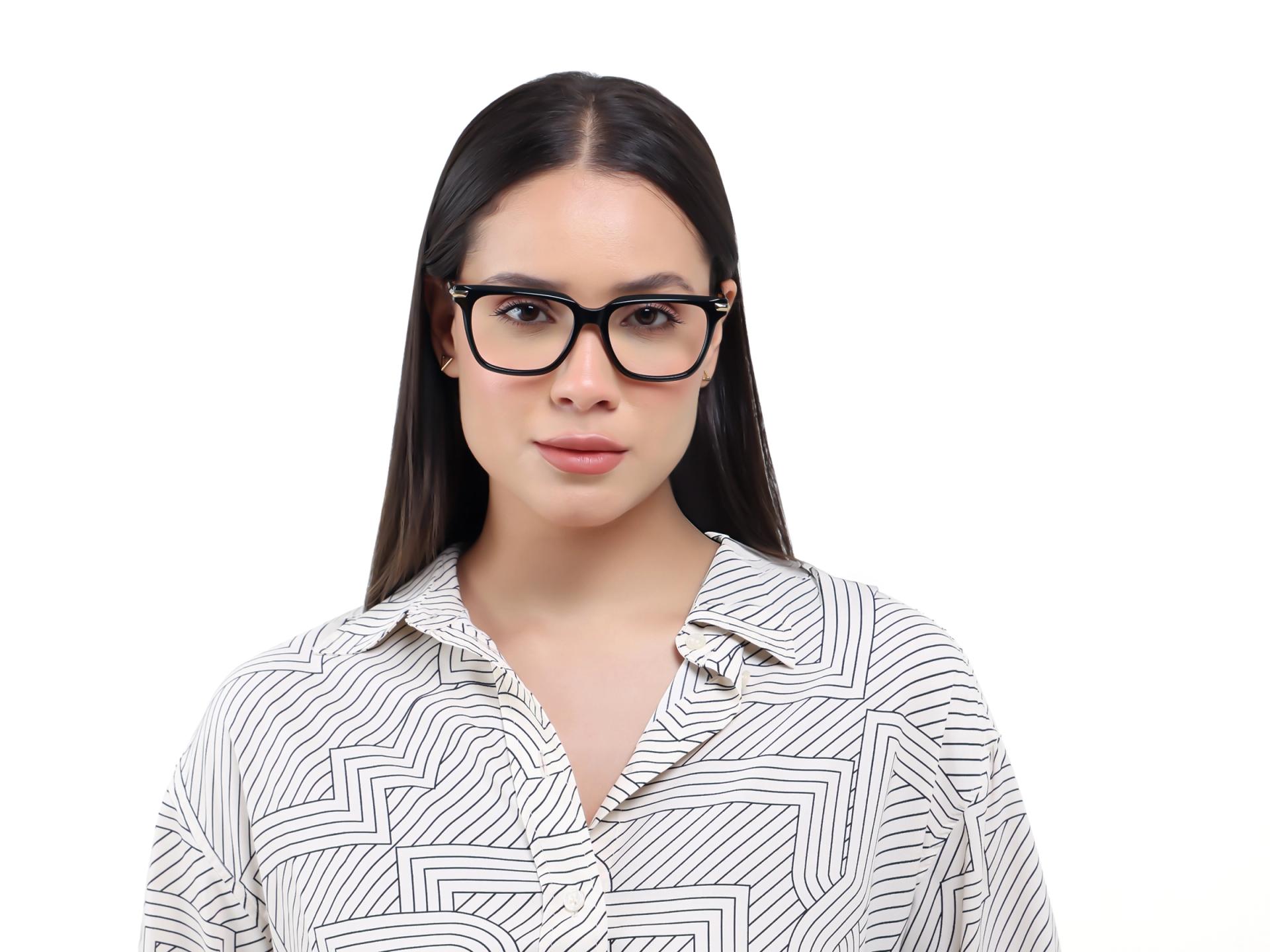 Black Square Spring Hinges Full-Rim Glasses-1