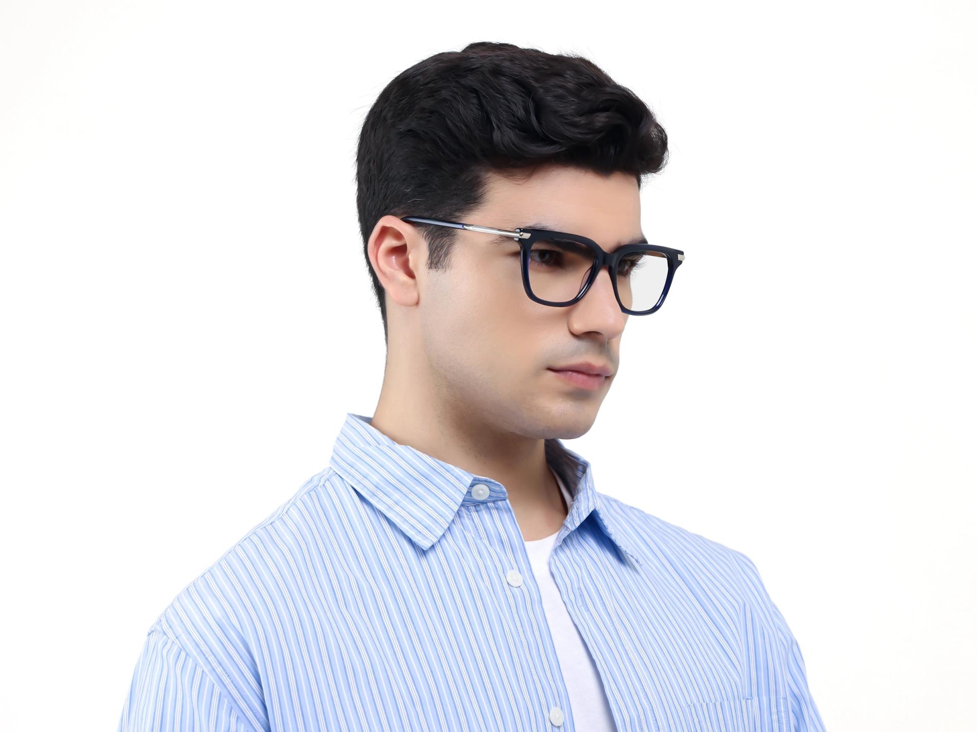 Black Square Spring Hinges Full-Rim Glasses-1
