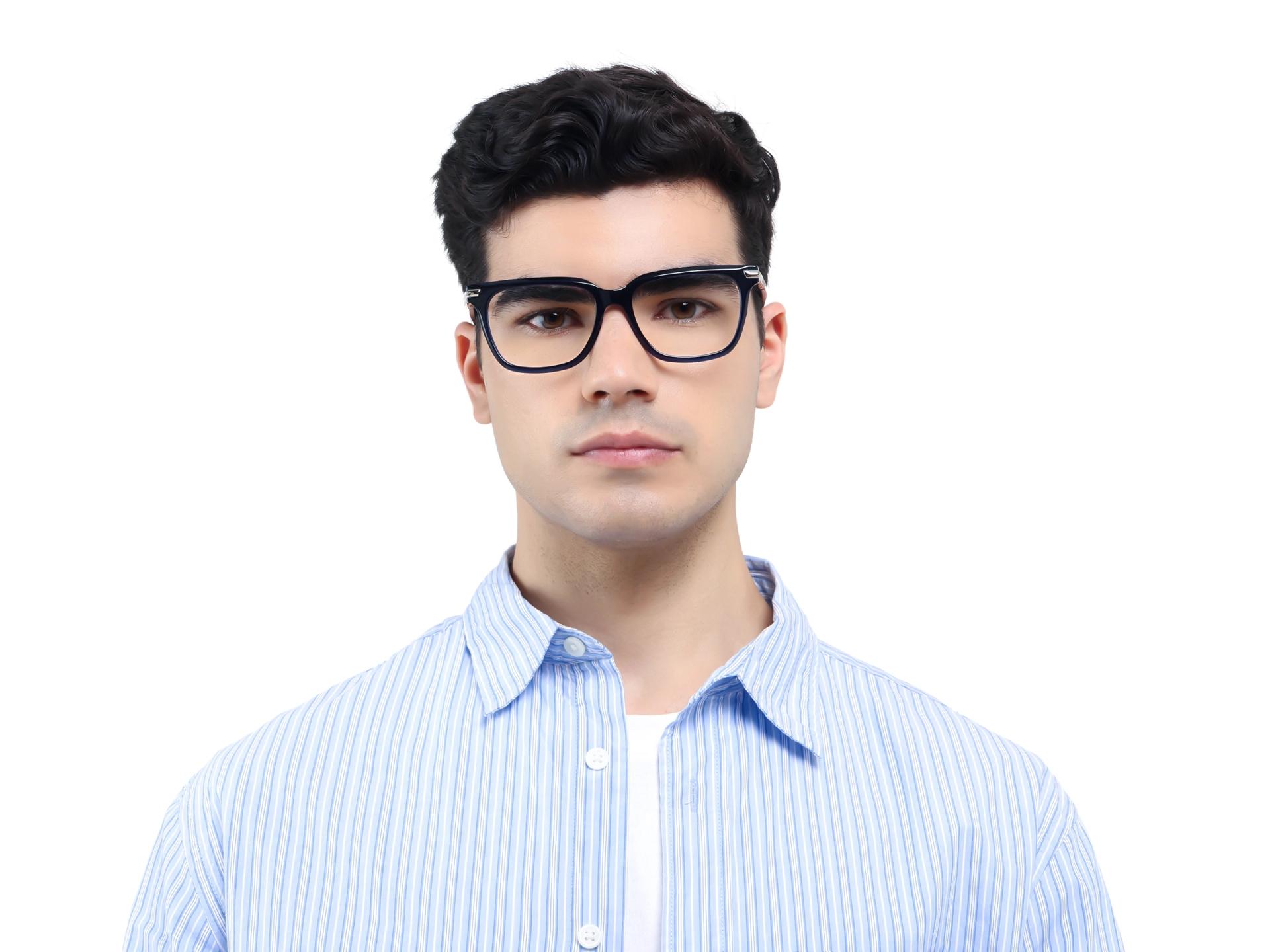 Black Square Spring Hinges Full-Rim Glasses-1