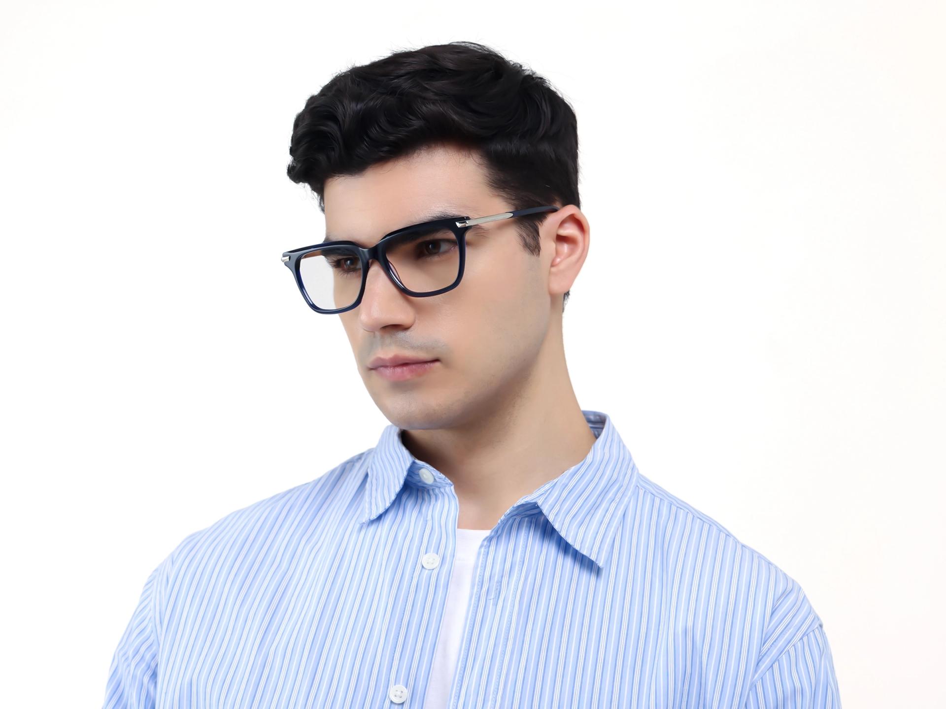 Black Square Spring Hinges Full-Rim Glasses-1
