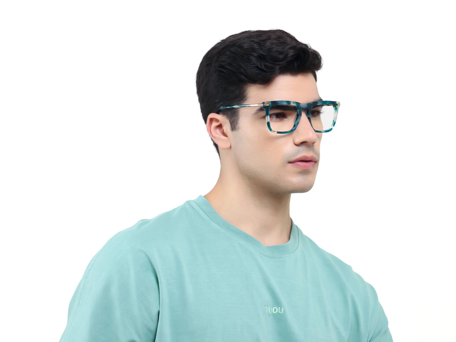 Acetate Green Marble Square Glasses-1