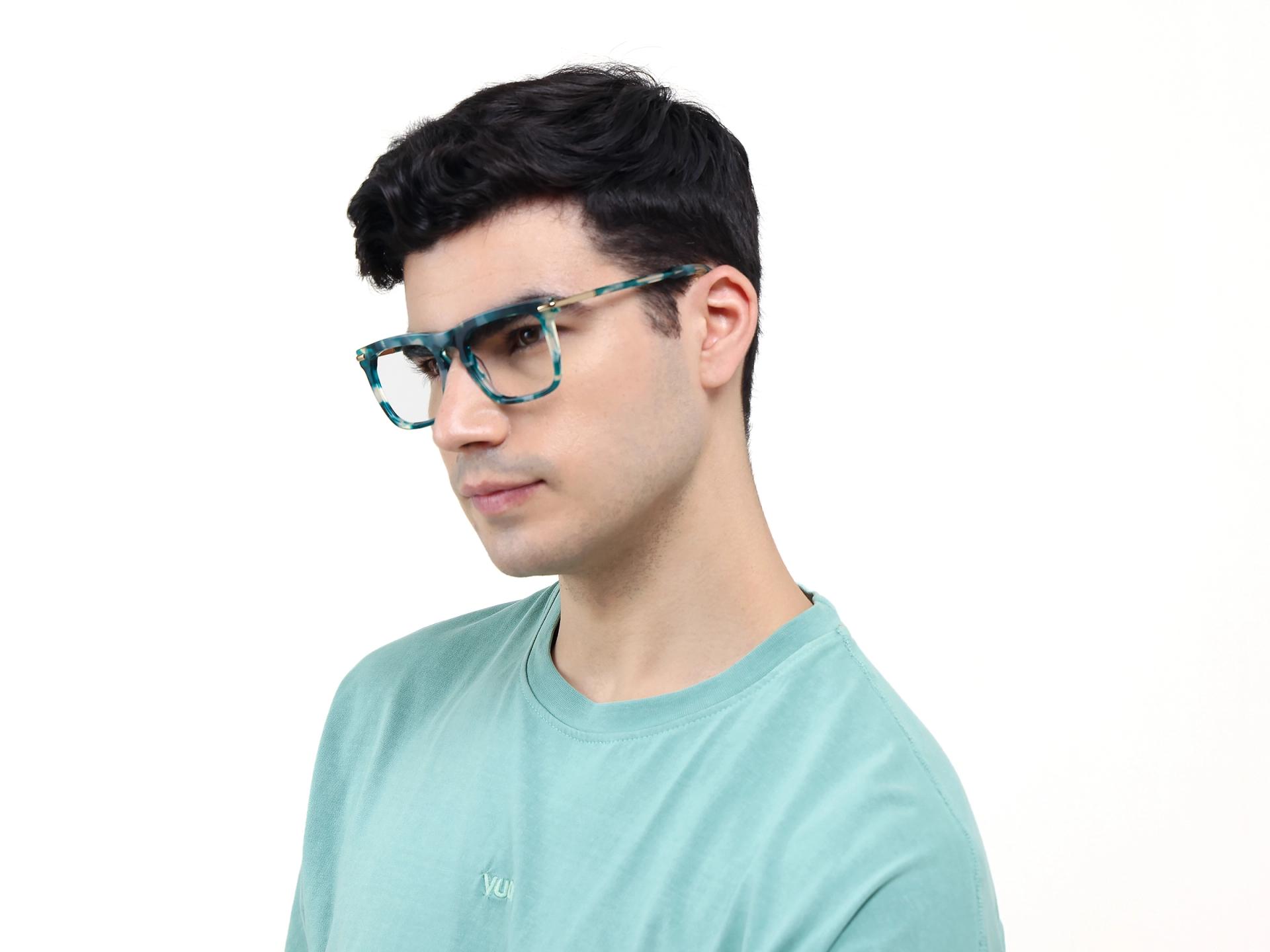 Acetate Green Marble Square Glasses-1