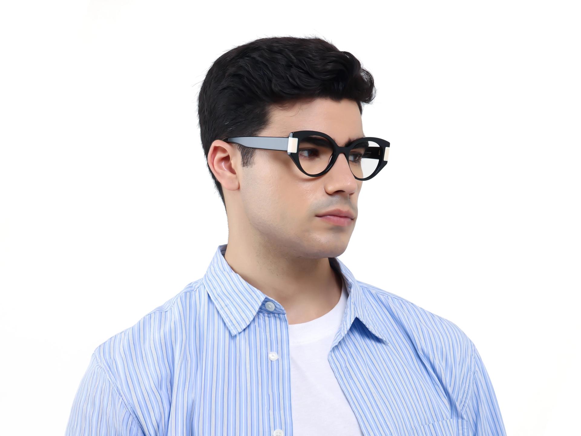 Black Oversized Oval Cateye Glasses-1