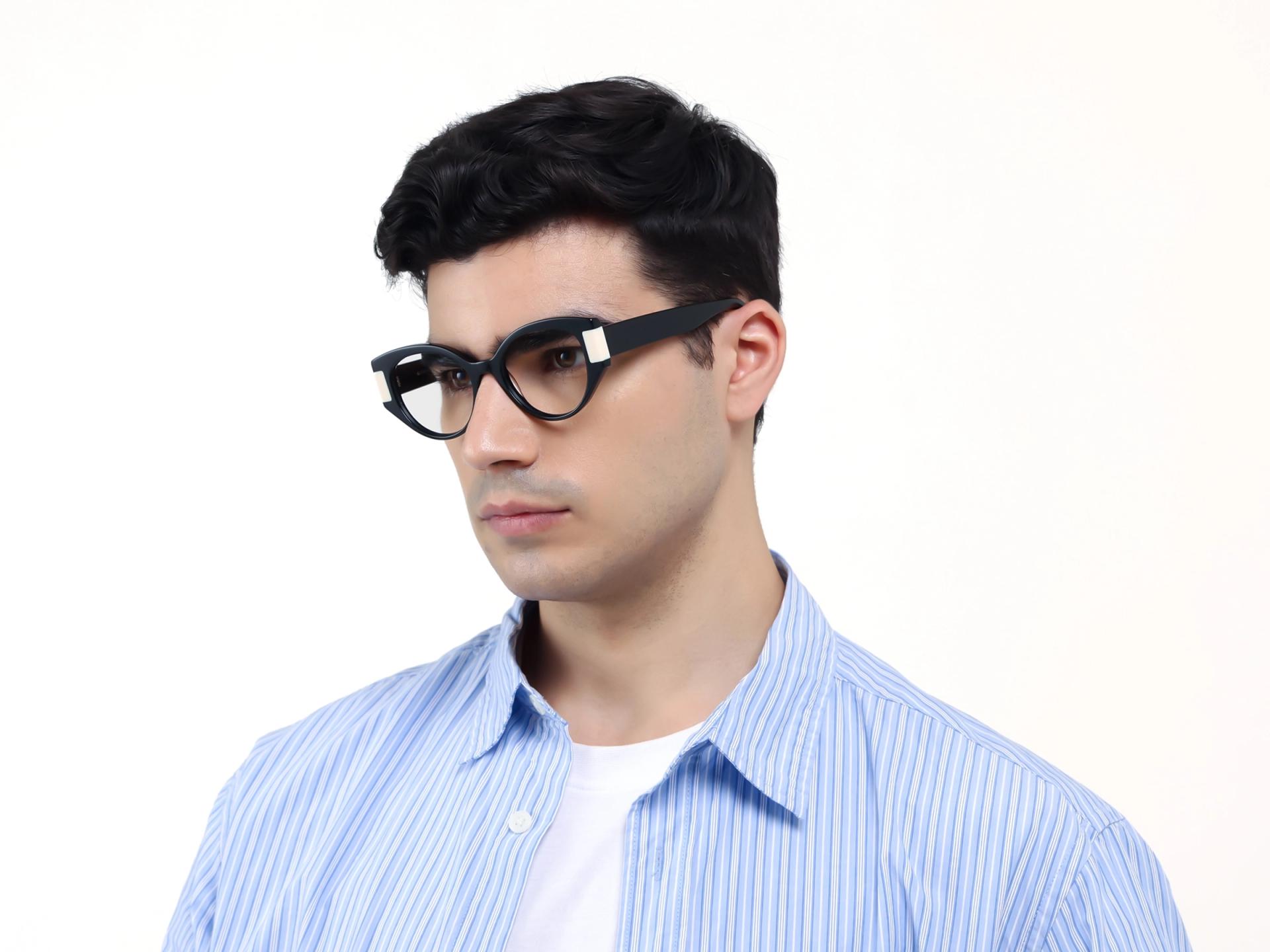 Black Oversized Oval Cateye Glasses-1