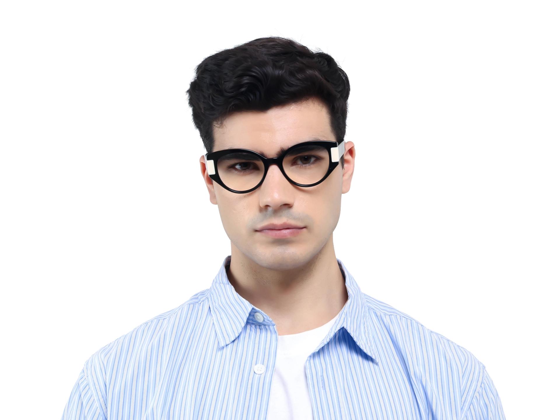 Black Oversized Oval Cateye Glasses-1