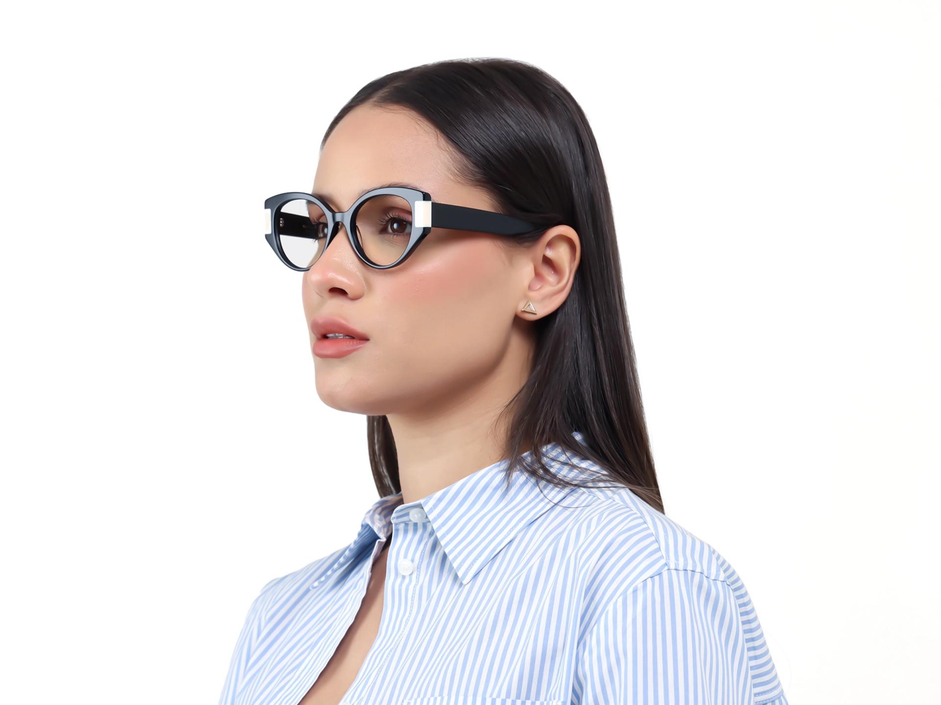 Black Oversized Oval Cateye Glasses-1