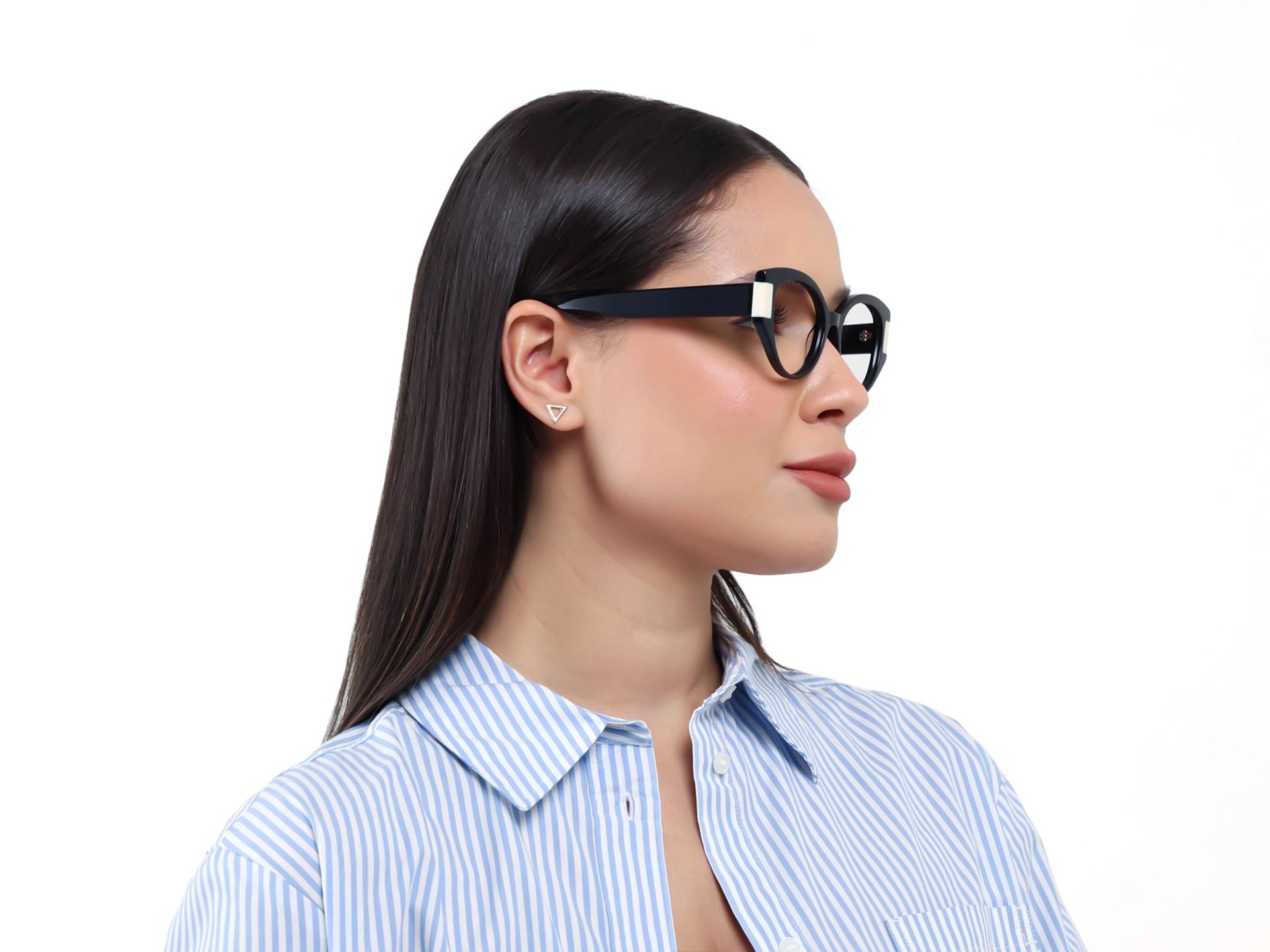 Black Oversized Oval Cateye Glasses-1