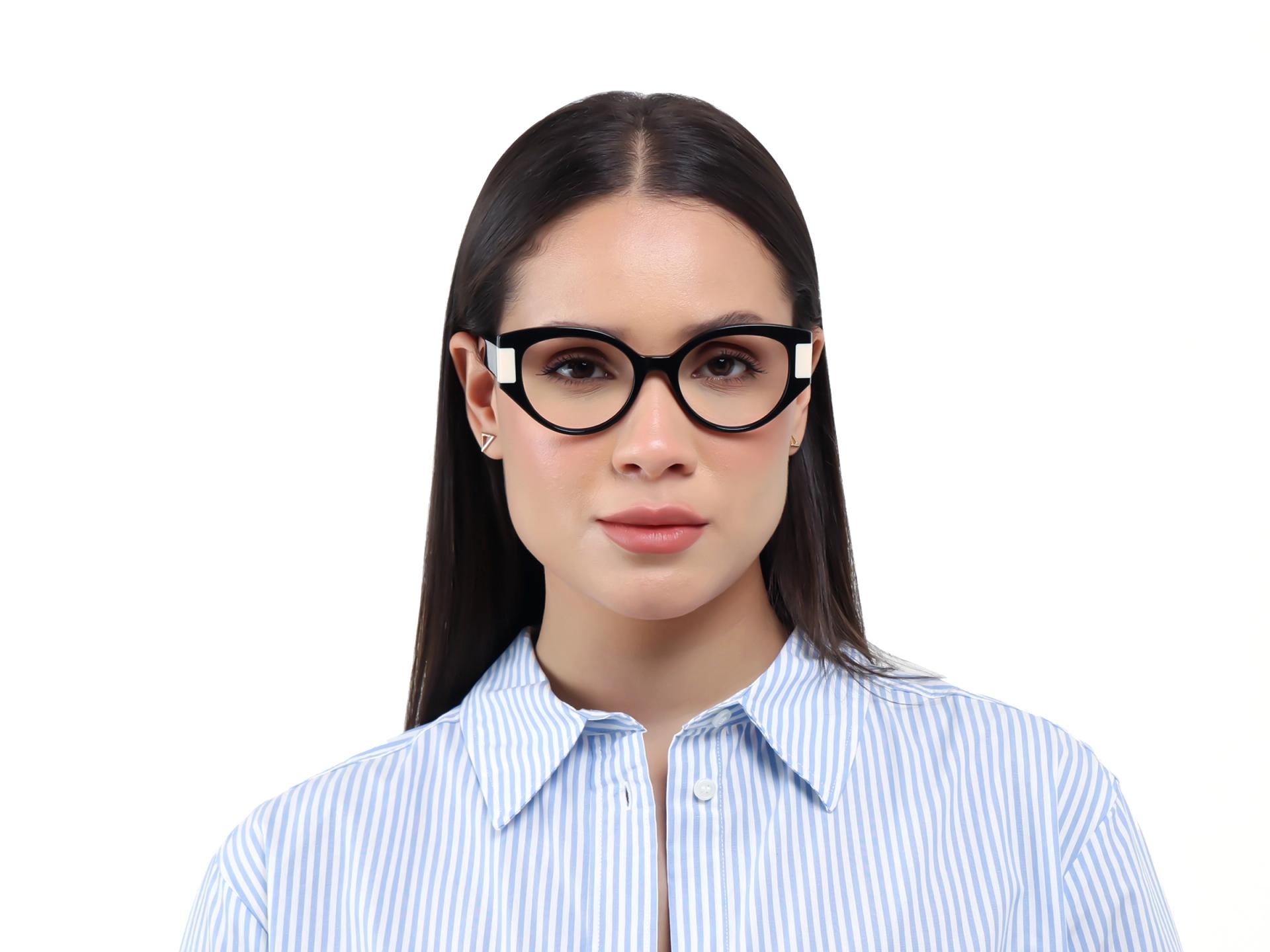 Black Oversized Oval Cateye Glasses-1
