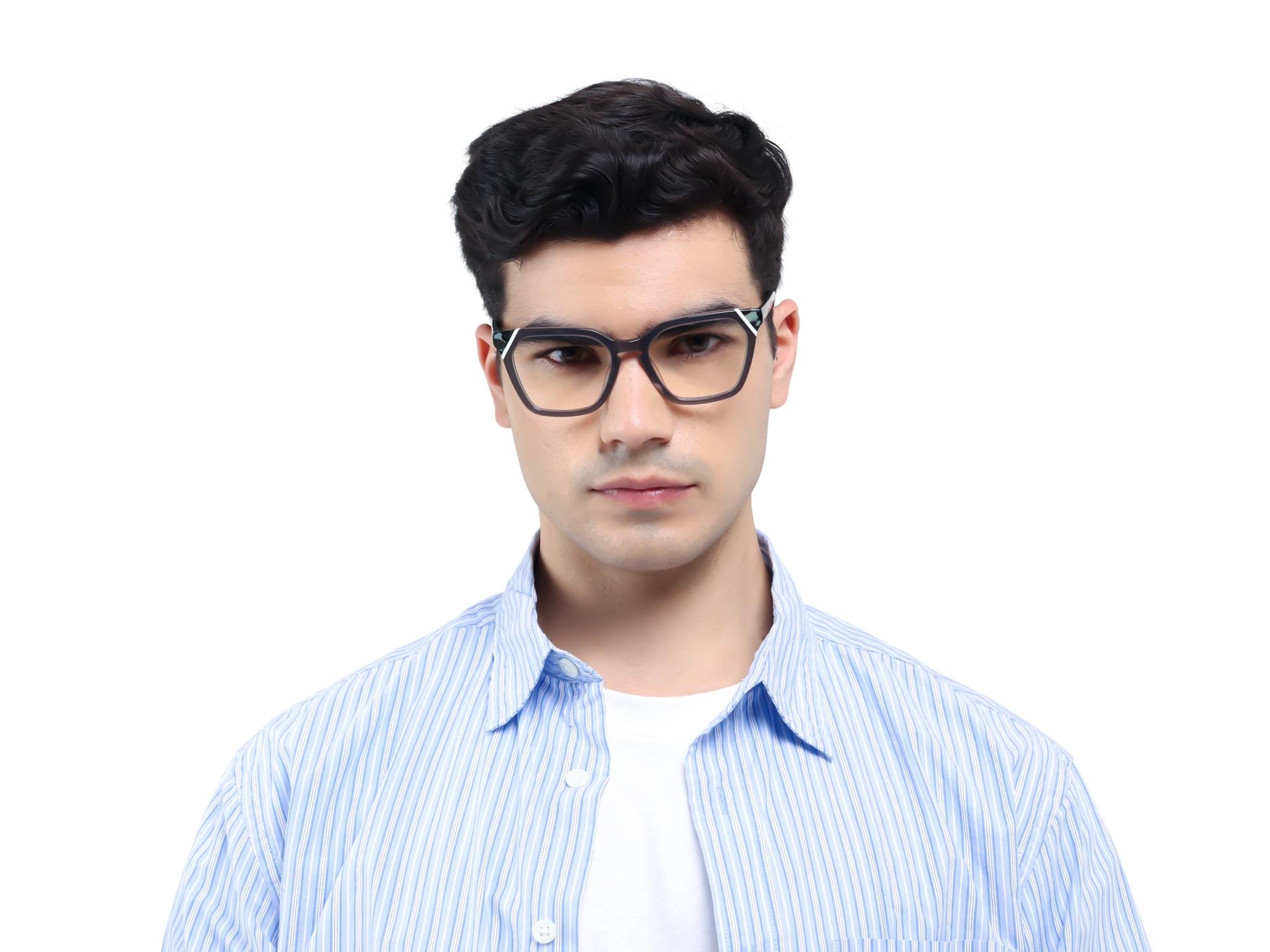 Crystal Smoke Grey Square Cat-eye Glasses-5