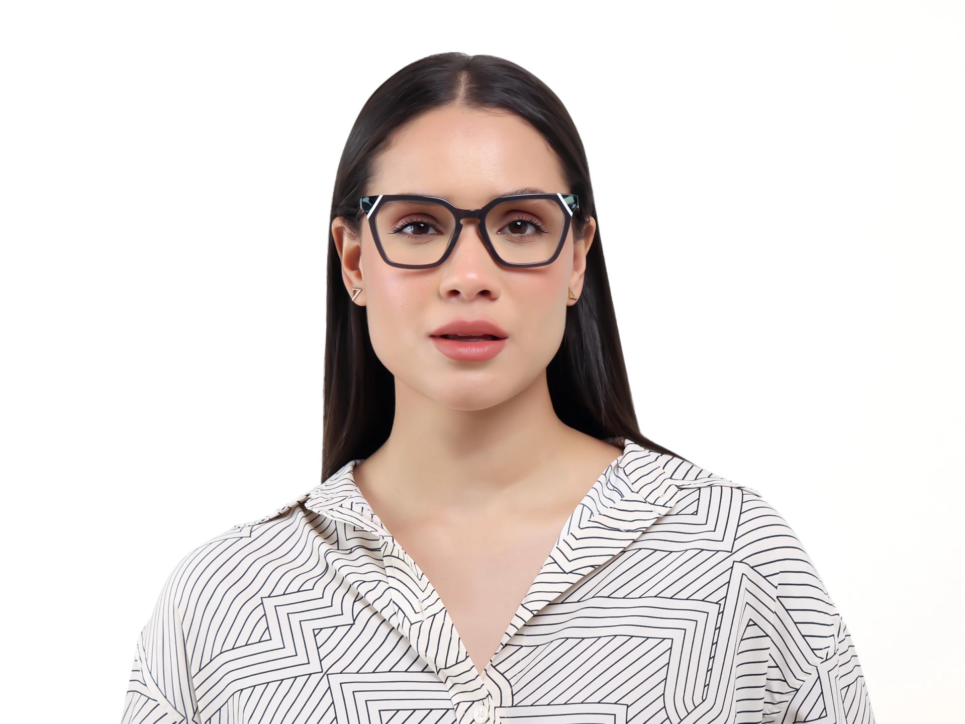 Crystal Smoke Grey Square Cat-eye Glasses-5