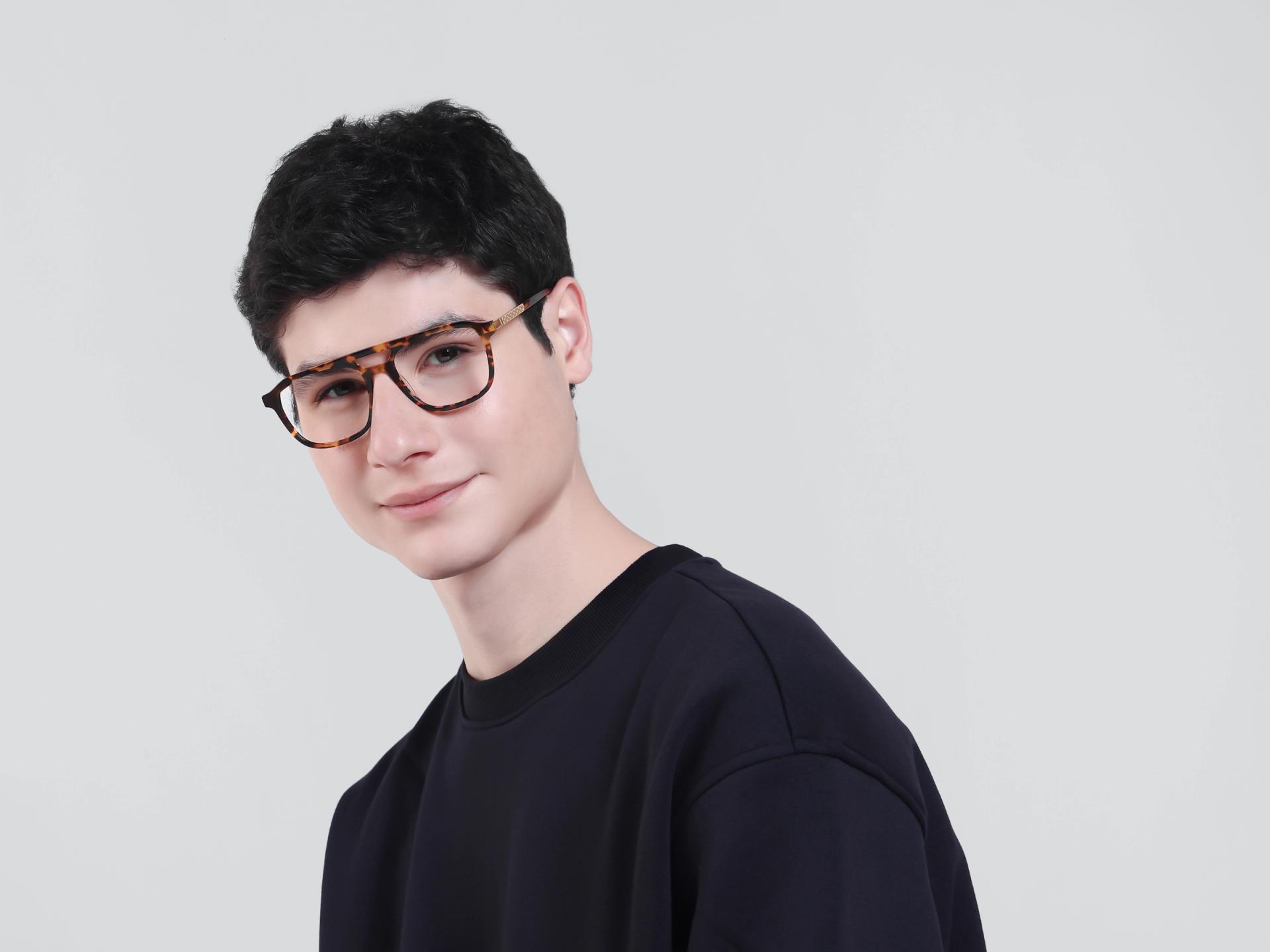 Tortoise Double Bridge Pilot Fullrim Glasses-1