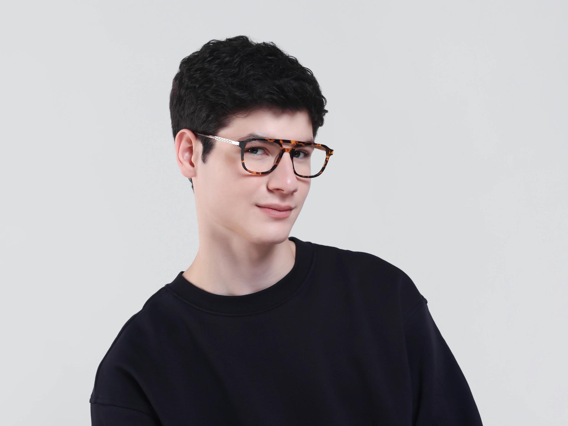 Tortoise Double Bridge Pilot Fullrim Glasses-1