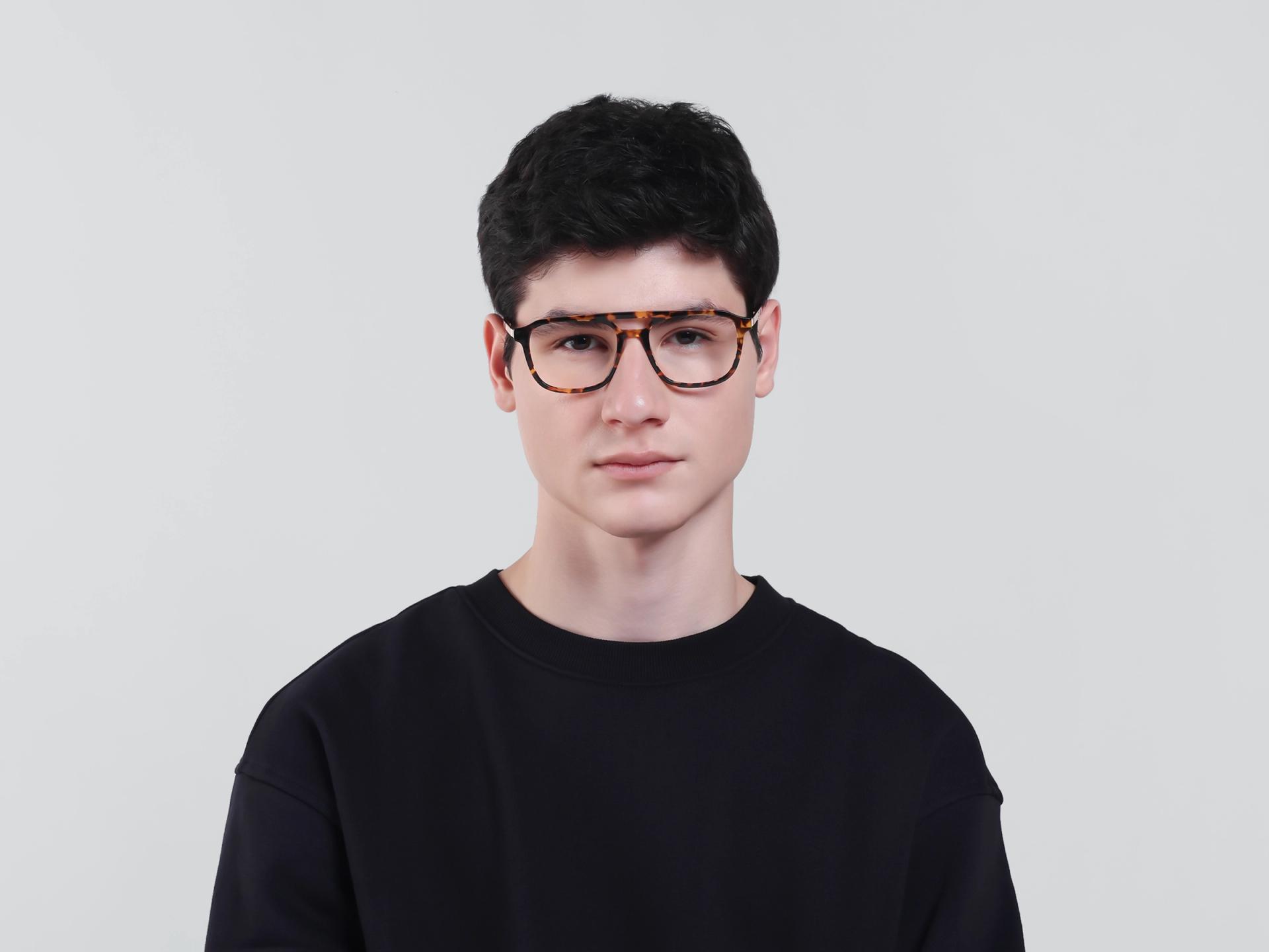 Tortoise Double Bridge Pilot Fullrim Glasses-1