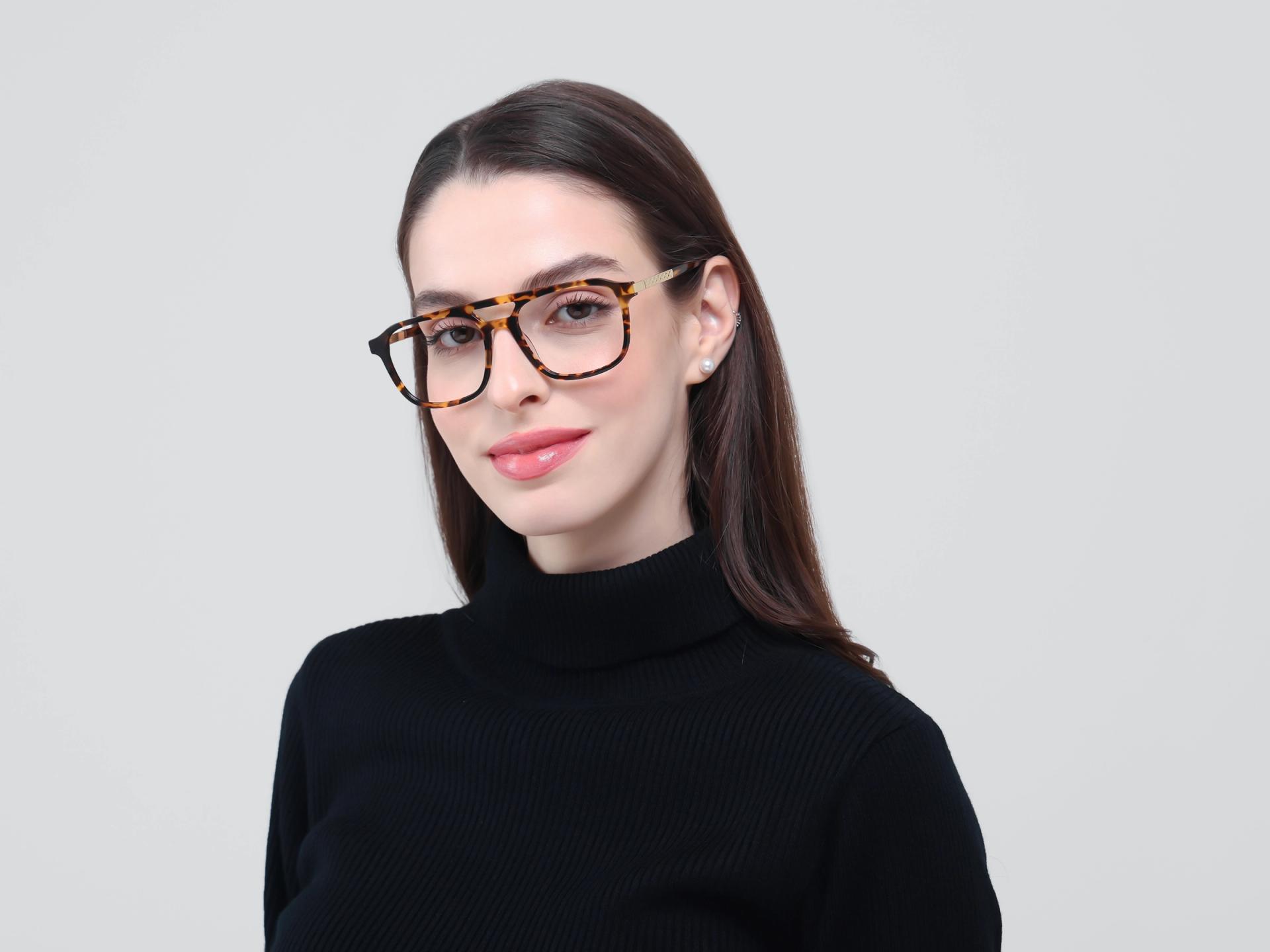 Tortoise Double Bridge Pilot Fullrim Glasses-1