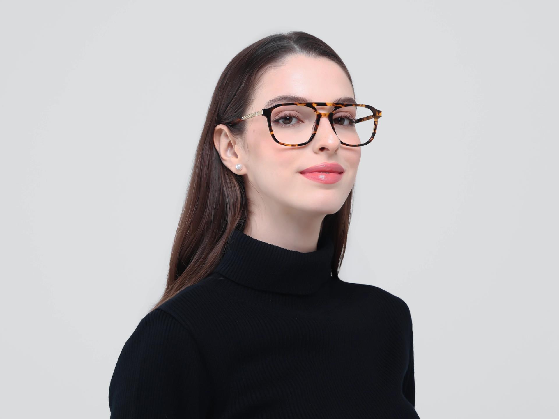 Tortoise Double Bridge Pilot Fullrim Glasses-1