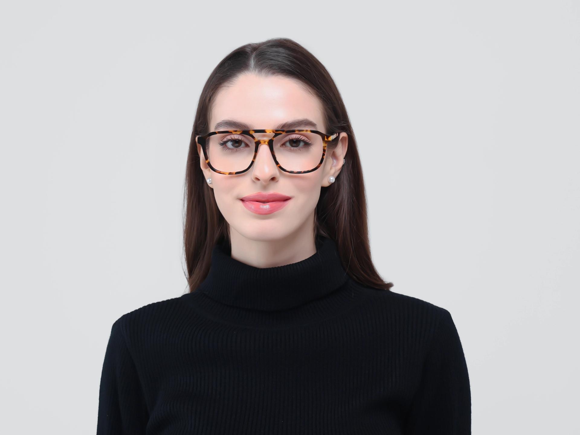 Tortoise Double Bridge Pilot Fullrim Glasses-1