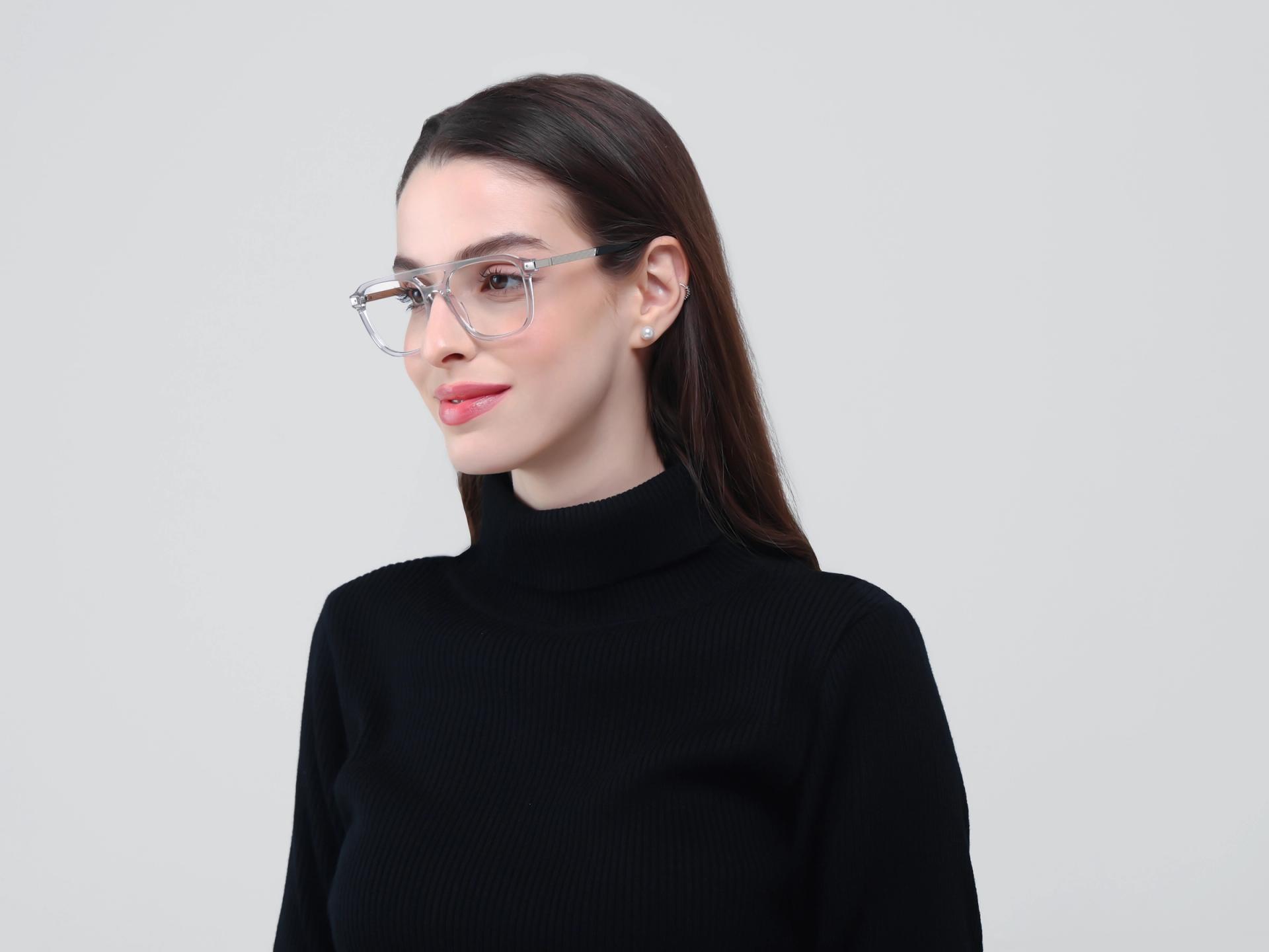 Crystal Clear Double Bridge Pilot Fullrim Glasses-1