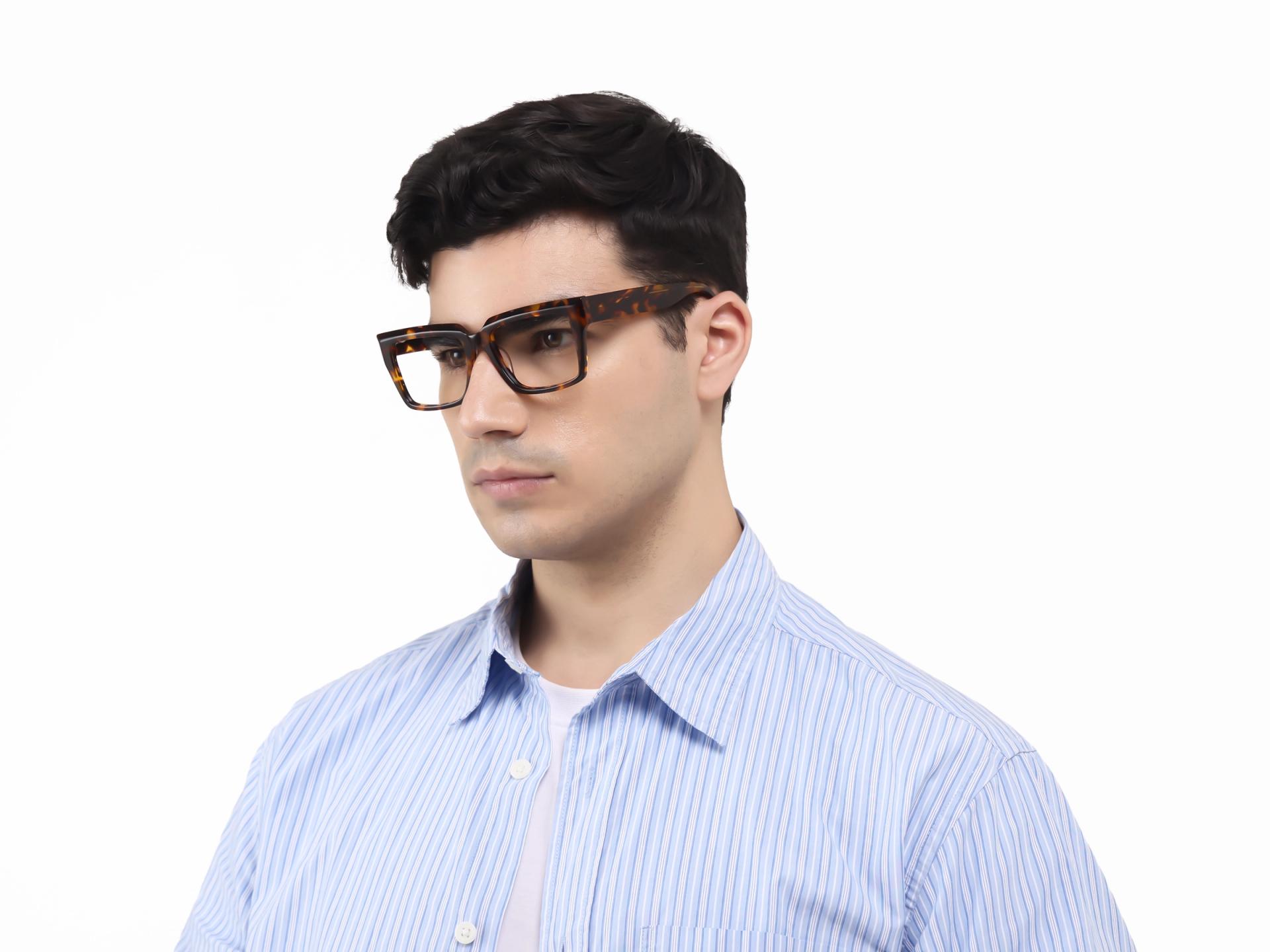 Havana Tortoise Spring Hinge Rectangular Glasses-1