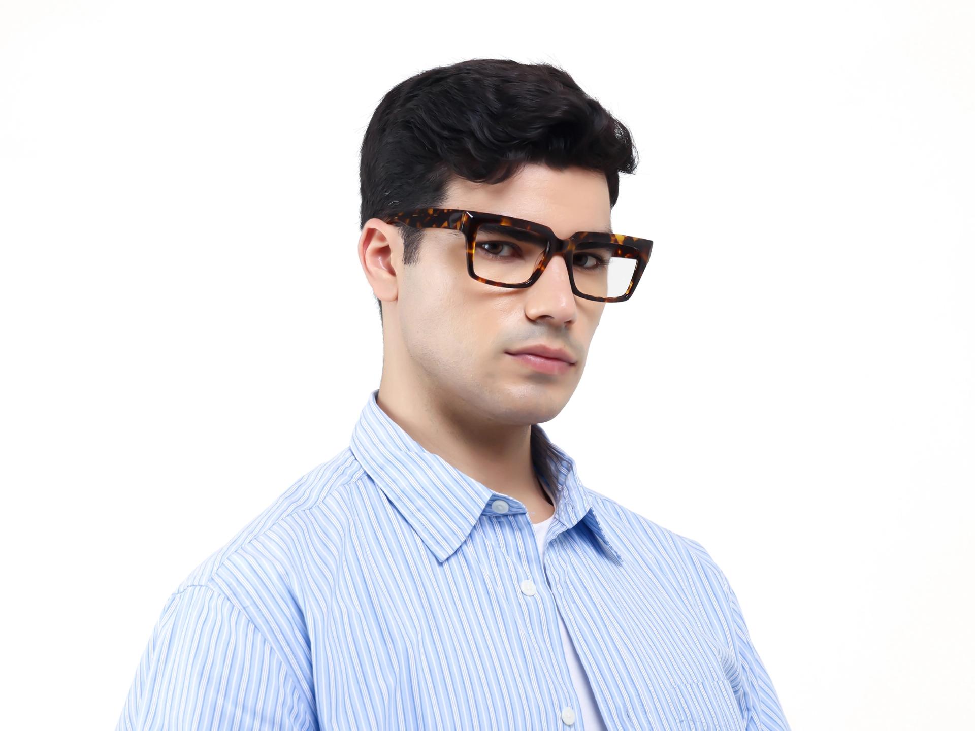 Havana Tortoise Spring Hinge Rectangular Glasses-1