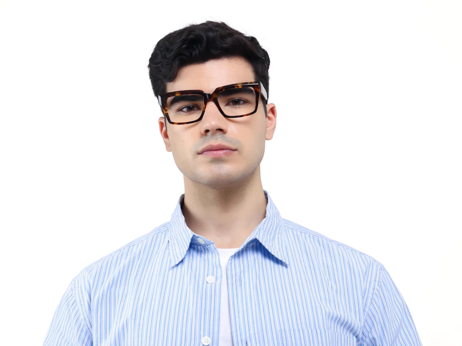 Havana Tortoise Spring Hinge Rectangular Glasses-1
