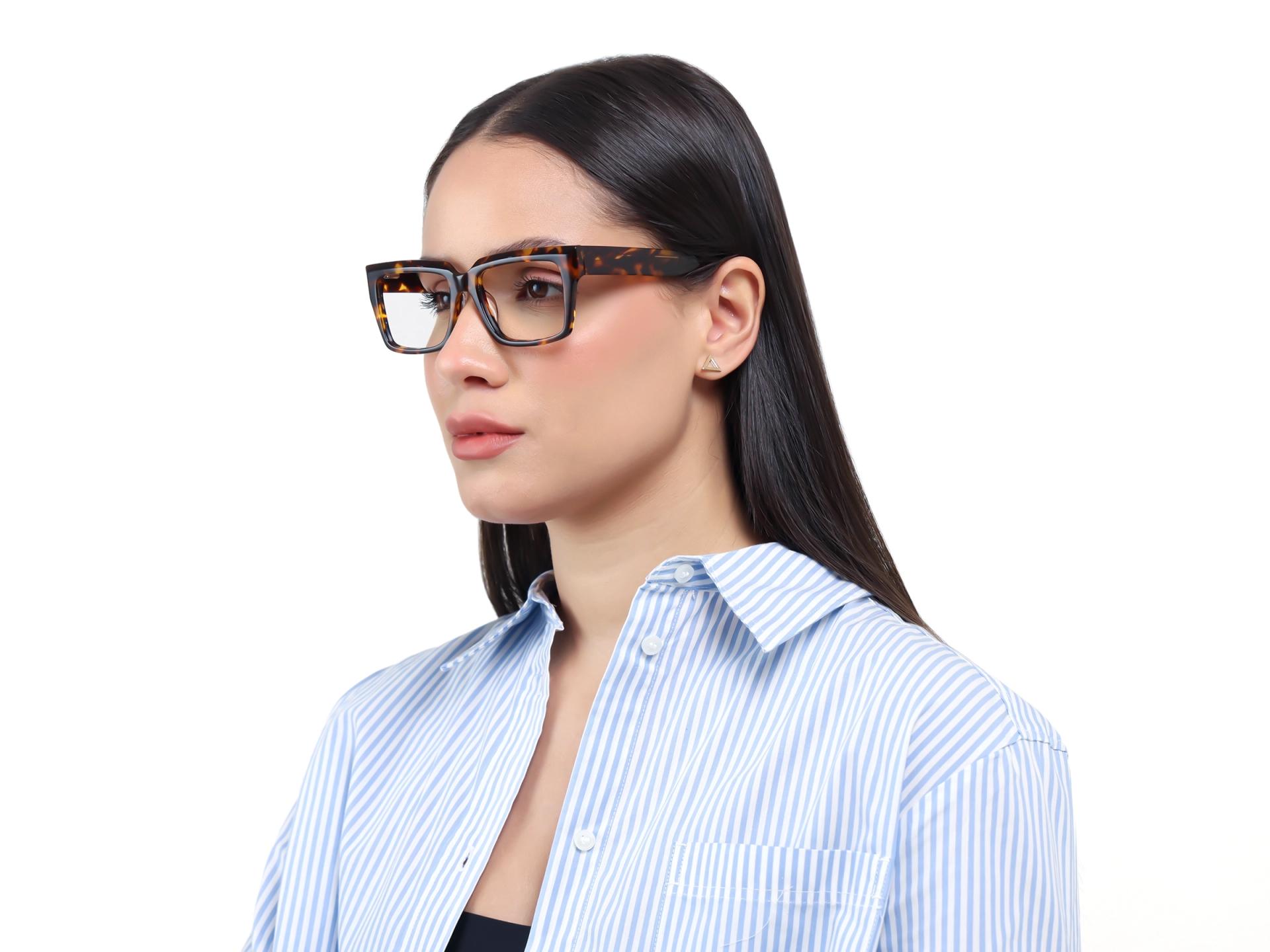 Havana Tortoise Spring Hinge Rectangular Glasses-1