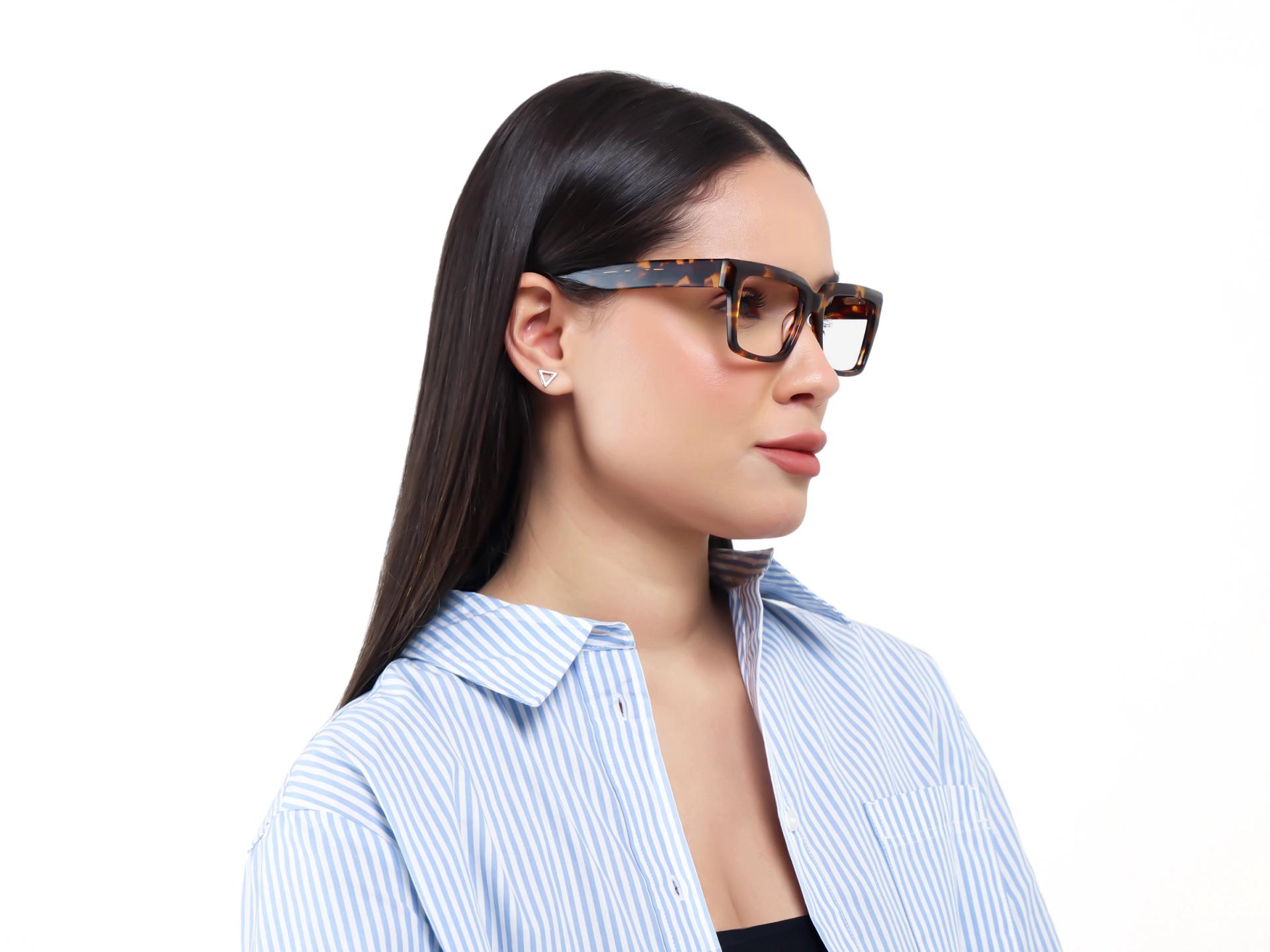 Havana Tortoise Spring Hinge Rectangular Glasses-1