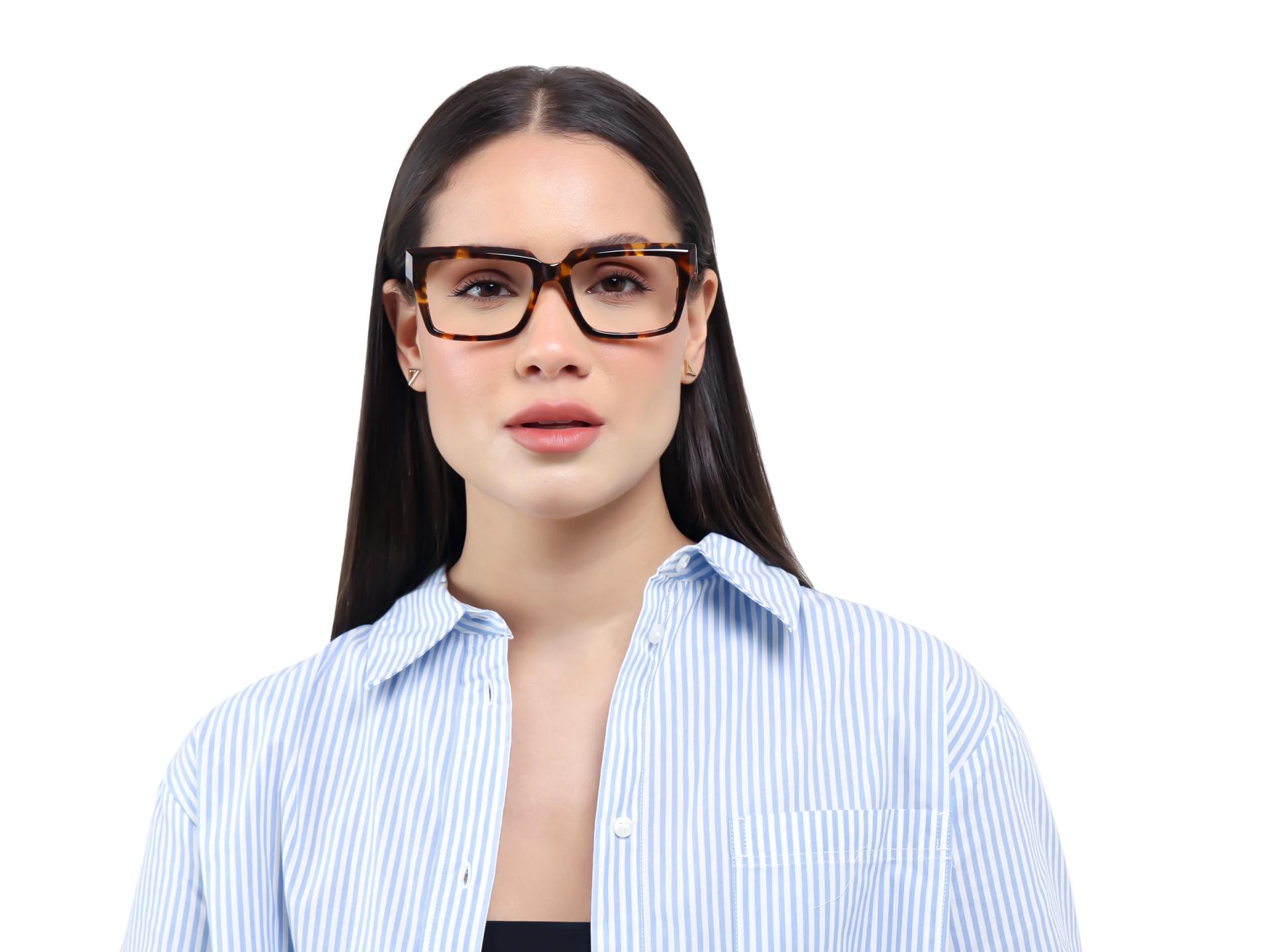 Havana Tortoise Spring Hinge Rectangular Glasses-1