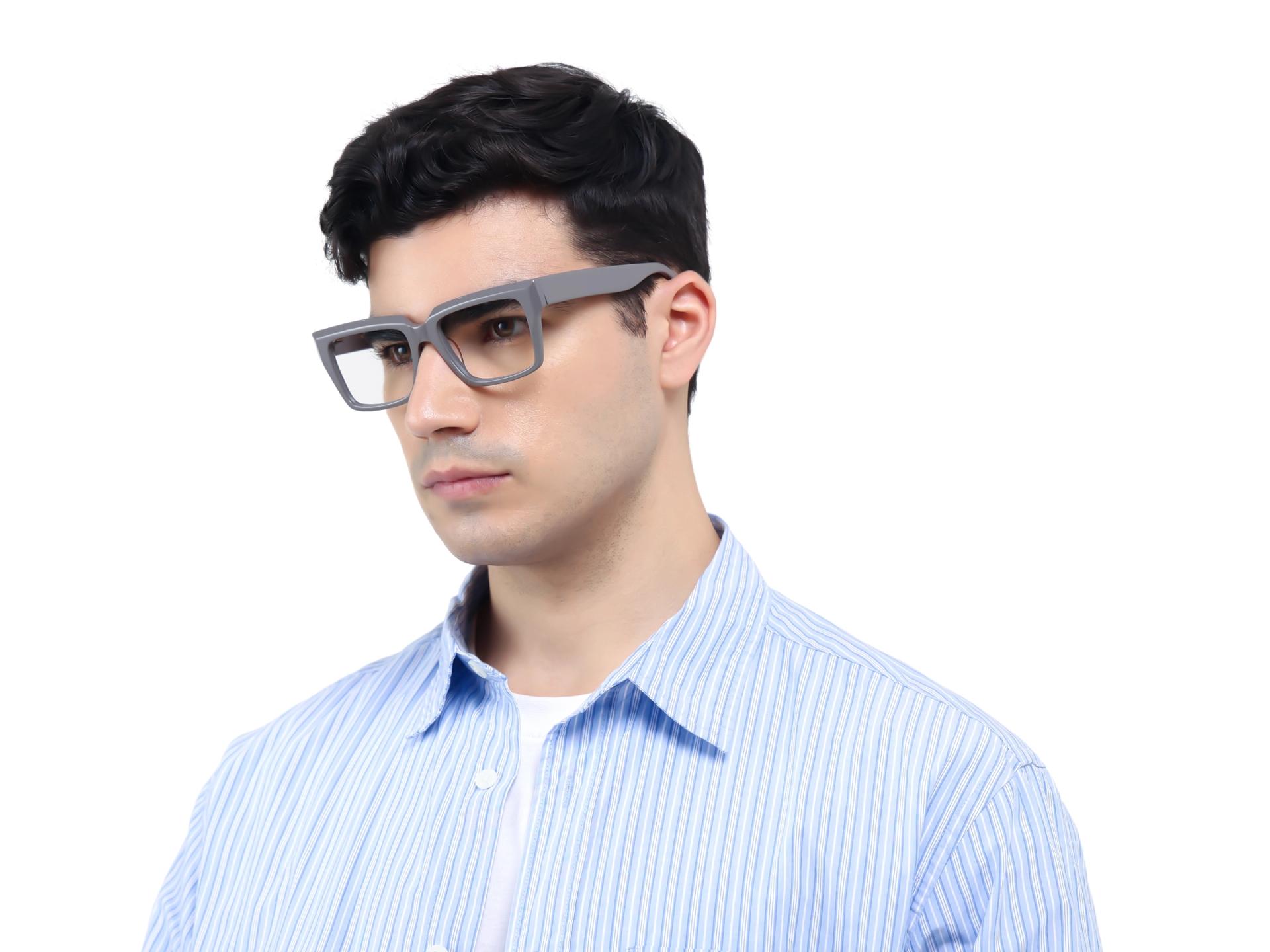 Dim Grey Large Rectangular Glasses-1