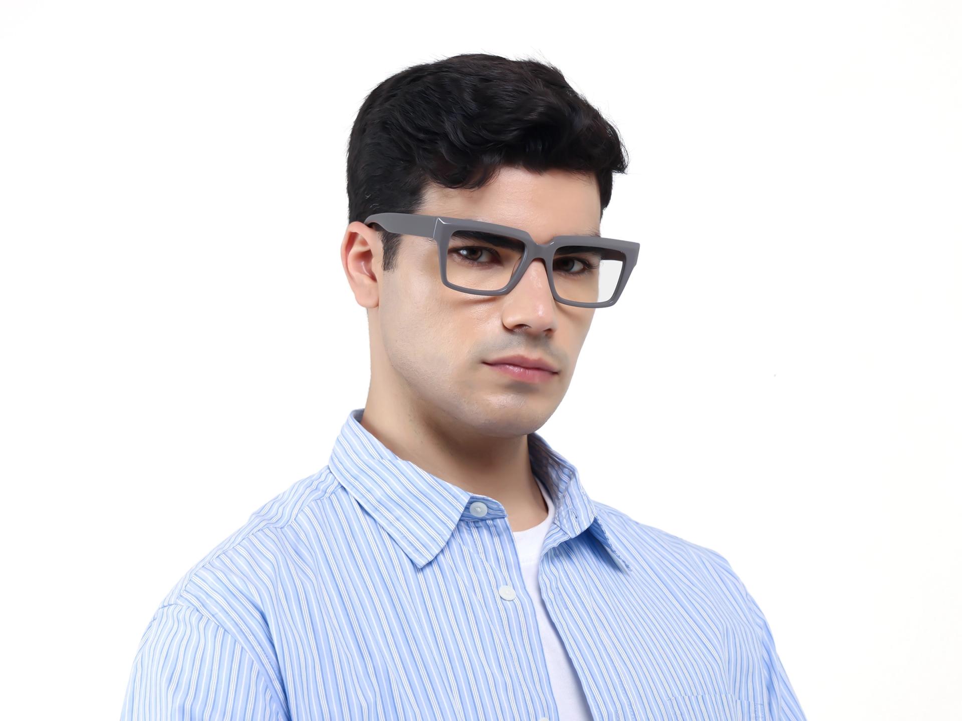 Dim Grey Large Rectangular Glasses-1