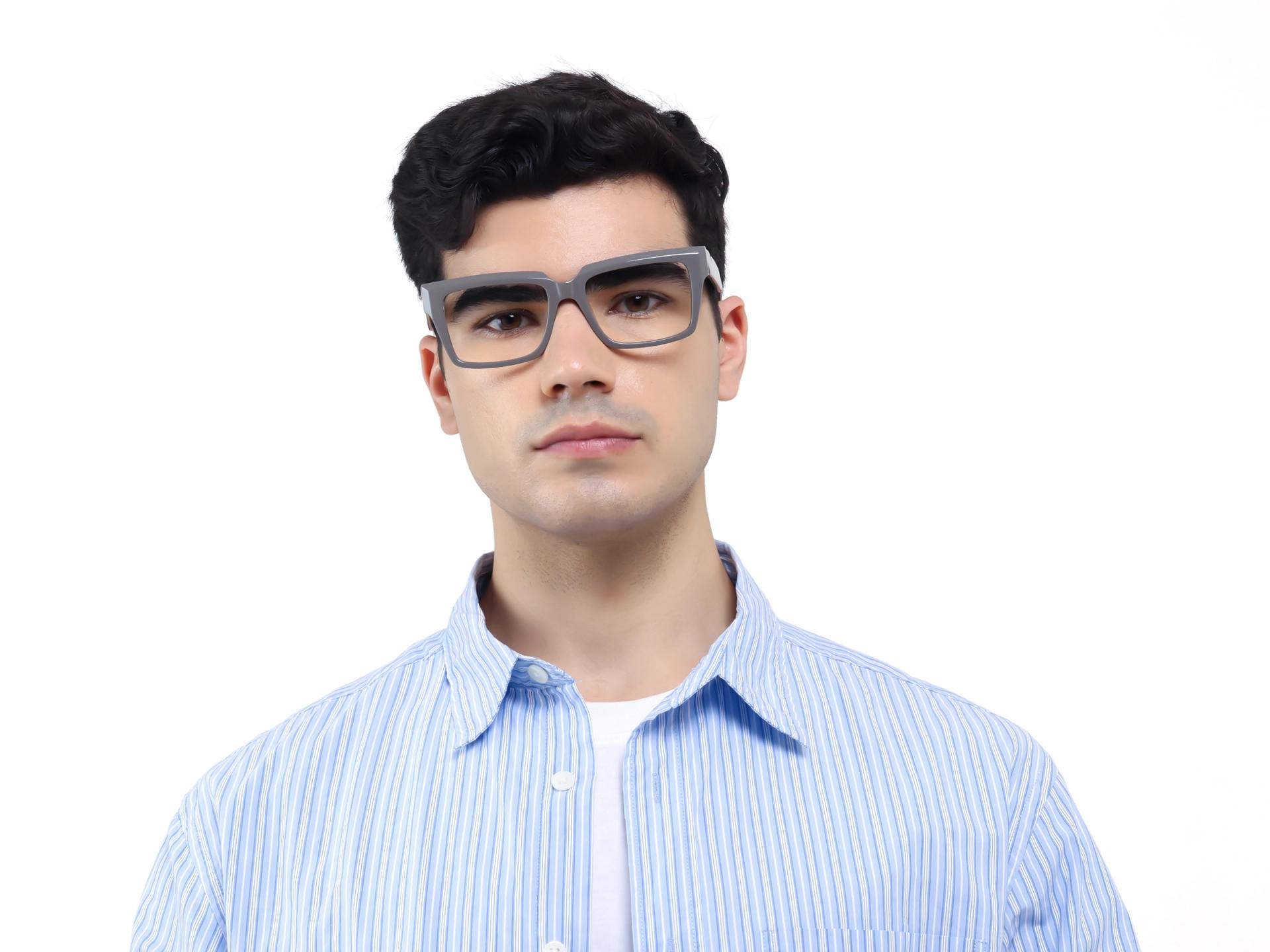 Dim Grey Large Rectangular Glasses-1