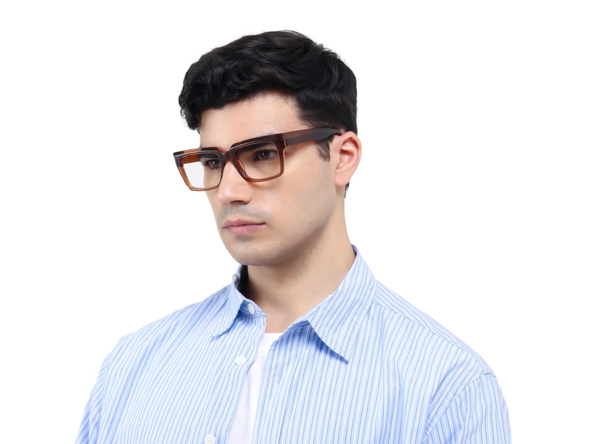 Acetate Crystal Brown Large Rectangular Glasses-1