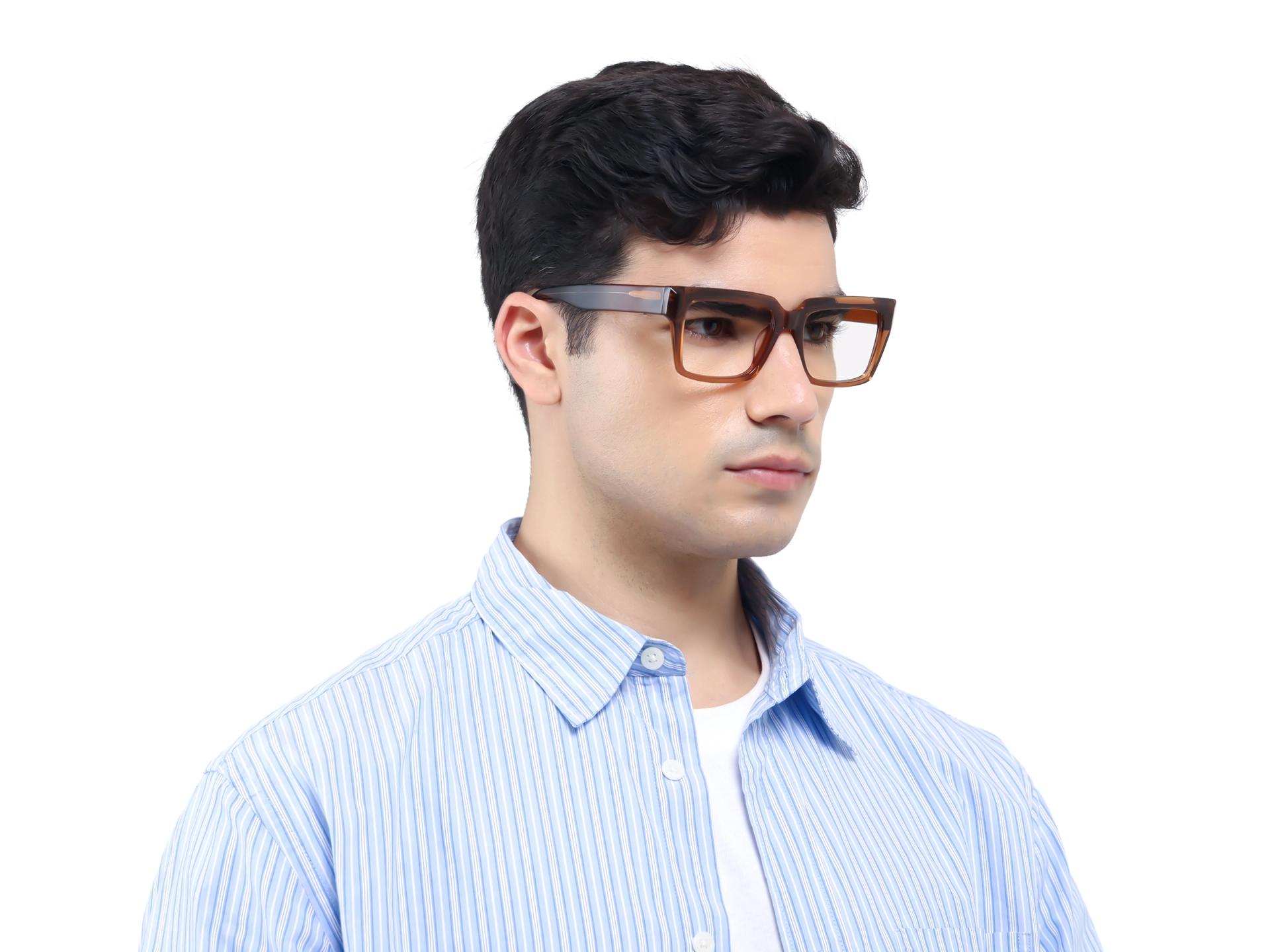 Acetate Crystal Brown Large Rectangular Glasses-1