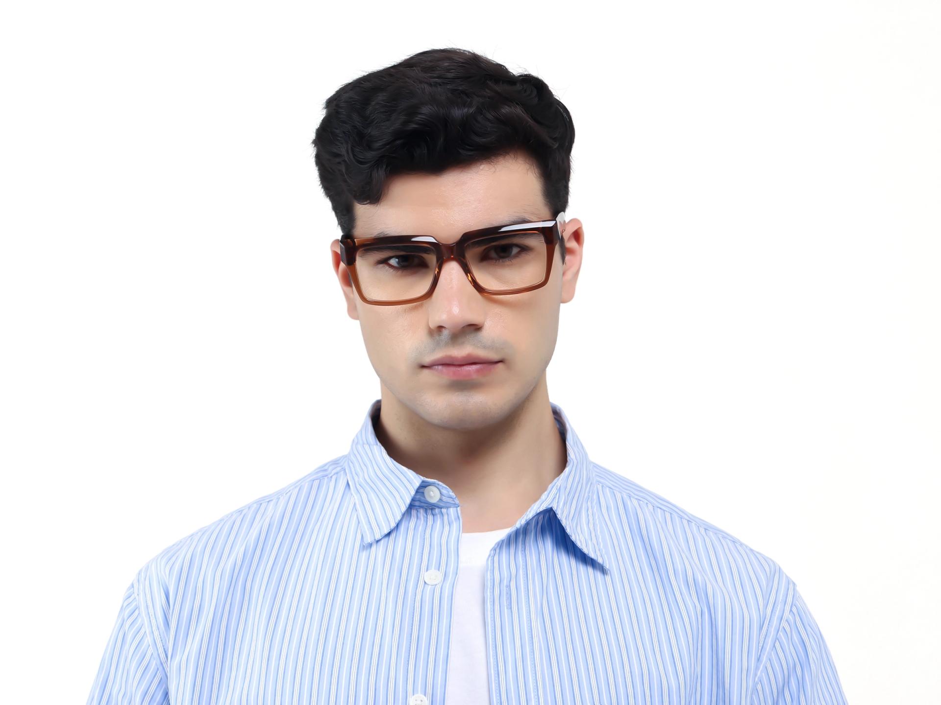 Acetate Crystal Brown Large Rectangular Glasses-1