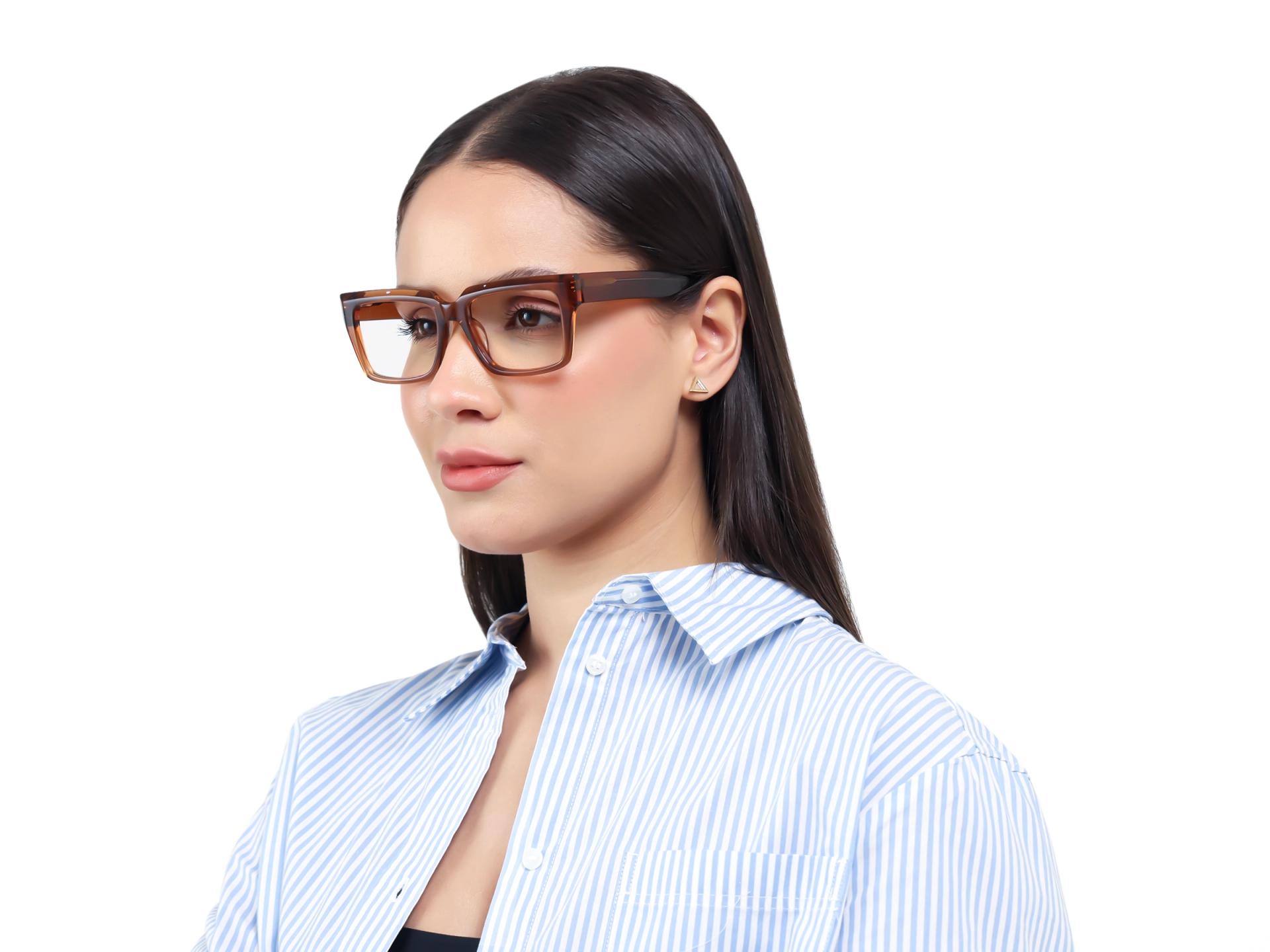 Acetate Crystal Brown Large Rectangular Glasses-1