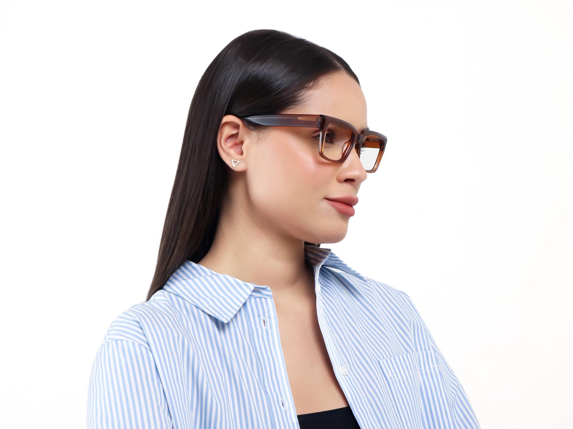 Acetate Crystal Brown Large Rectangular Glasses-1
