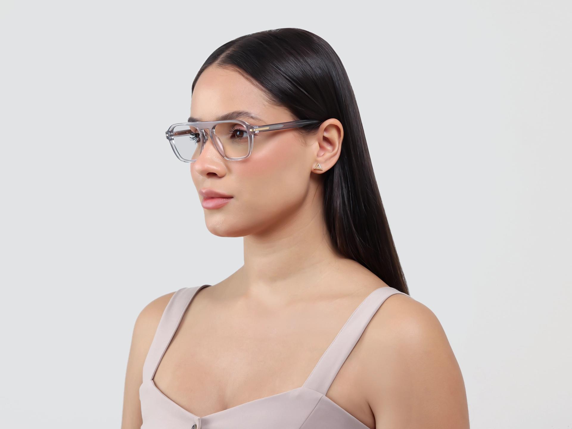 Crystal Clear Pilot Keyhole Bridge Glasses-1